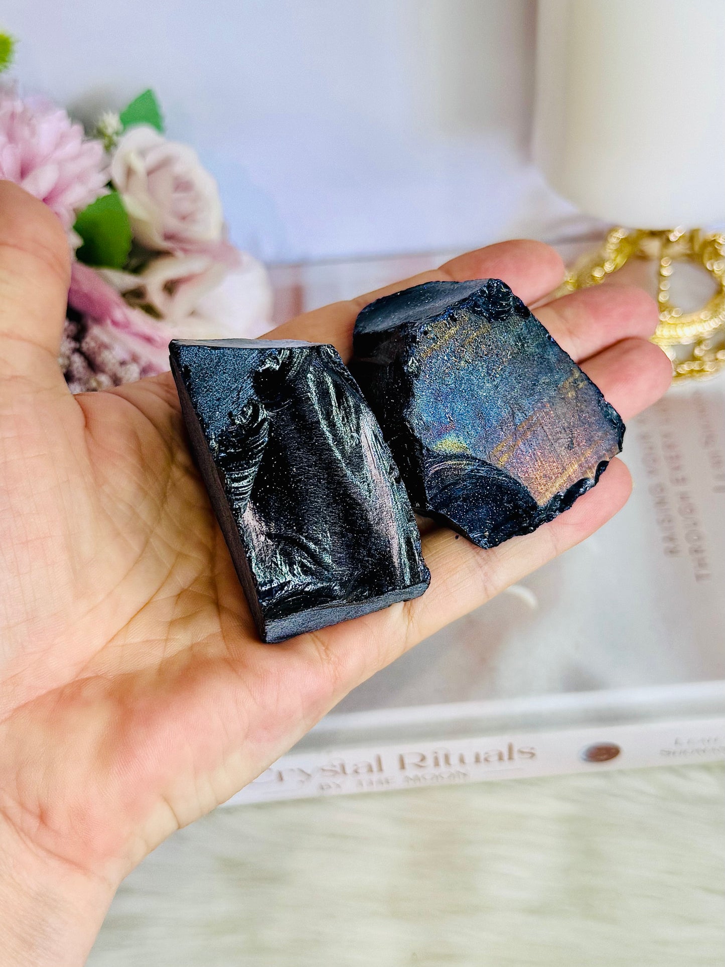 Set of 2 Blue Goldstone (synthetic) Pieces