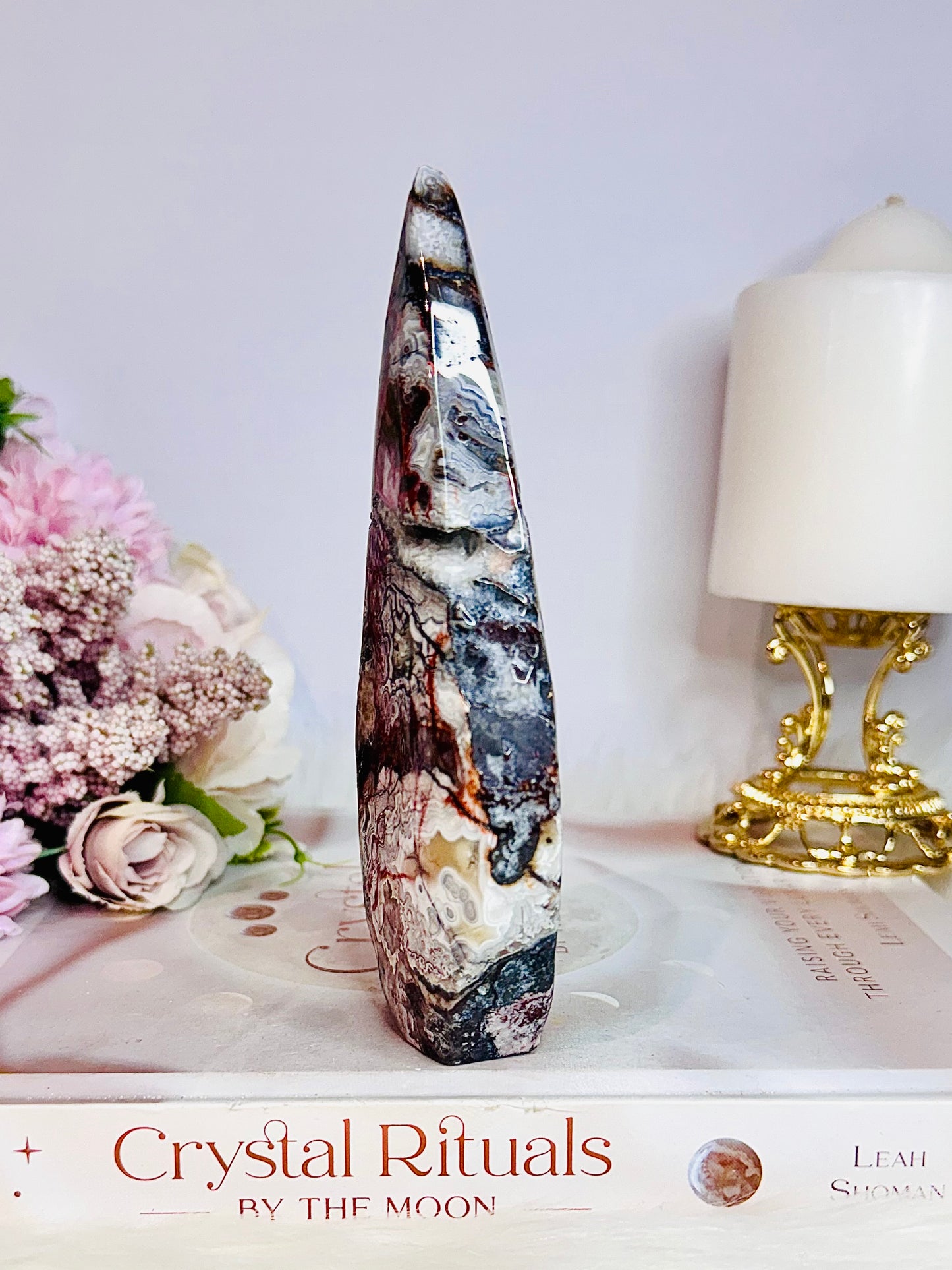 Stunning 14cm Natural Mexican Lace Agate Carved Freeform | Flame