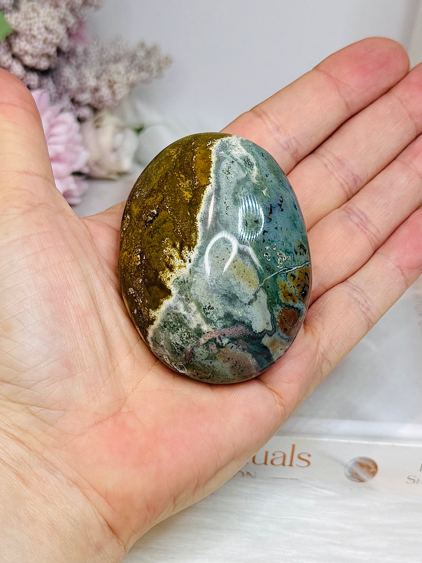 Large Ocean Jasper Palm Stone