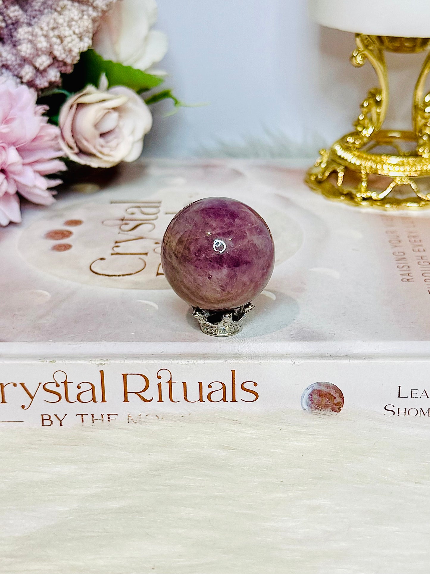 Small Lavender Rose Quartz Sphere On Stand