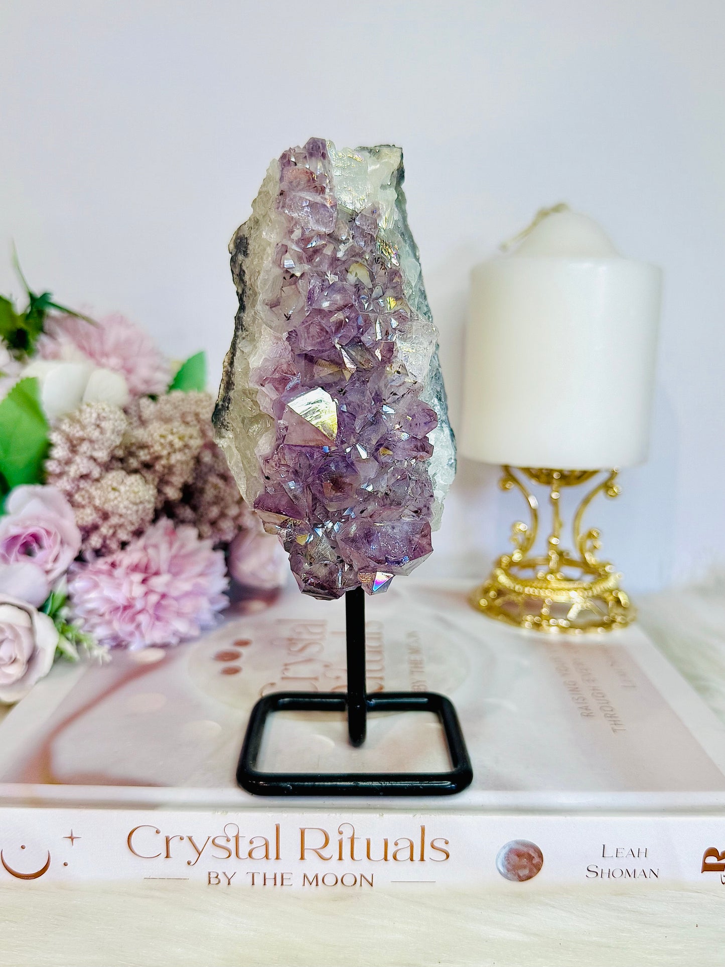 Large Chunky Angel Aura Amethyst Cluster on Stand 16cm