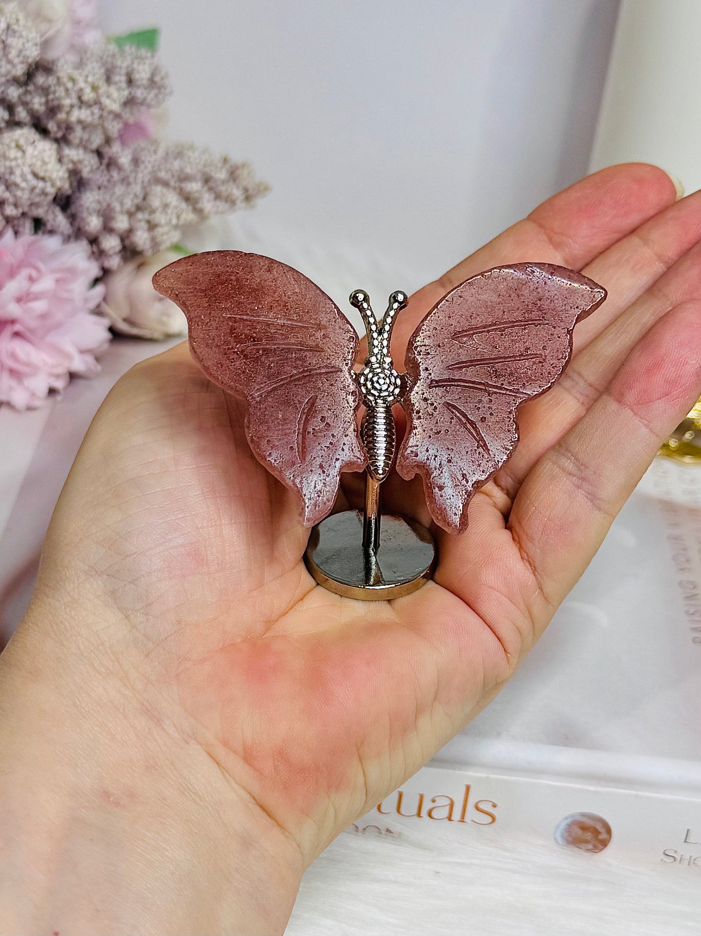 Strawberry Quartz Butterfly 6cm