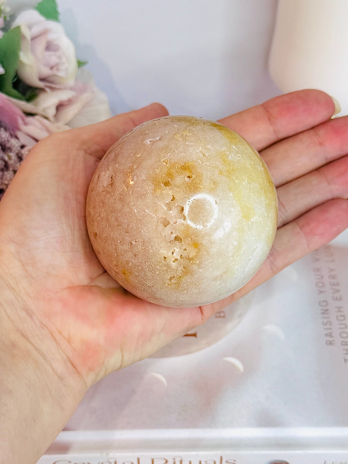 Large 403gram Druzy Pink Amethyst Sphere on Stand From Brazil