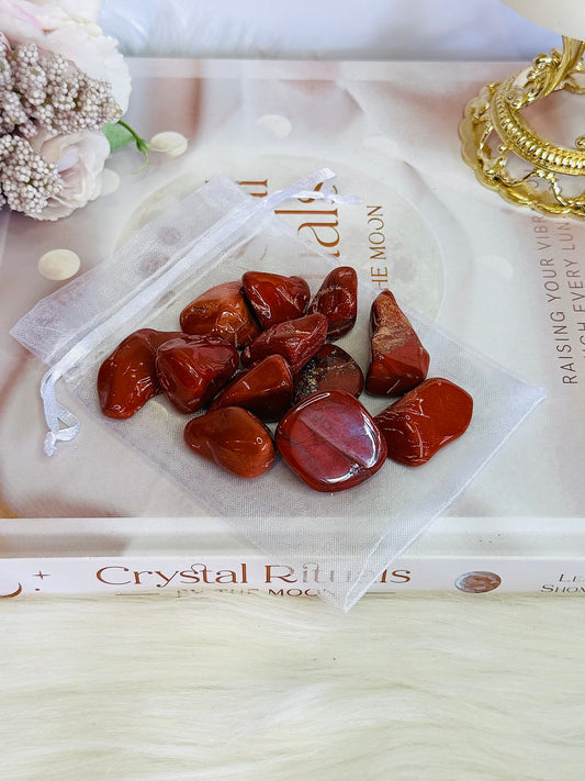 12 Natural Polished Red Jasper Tumbles In Gift Bag