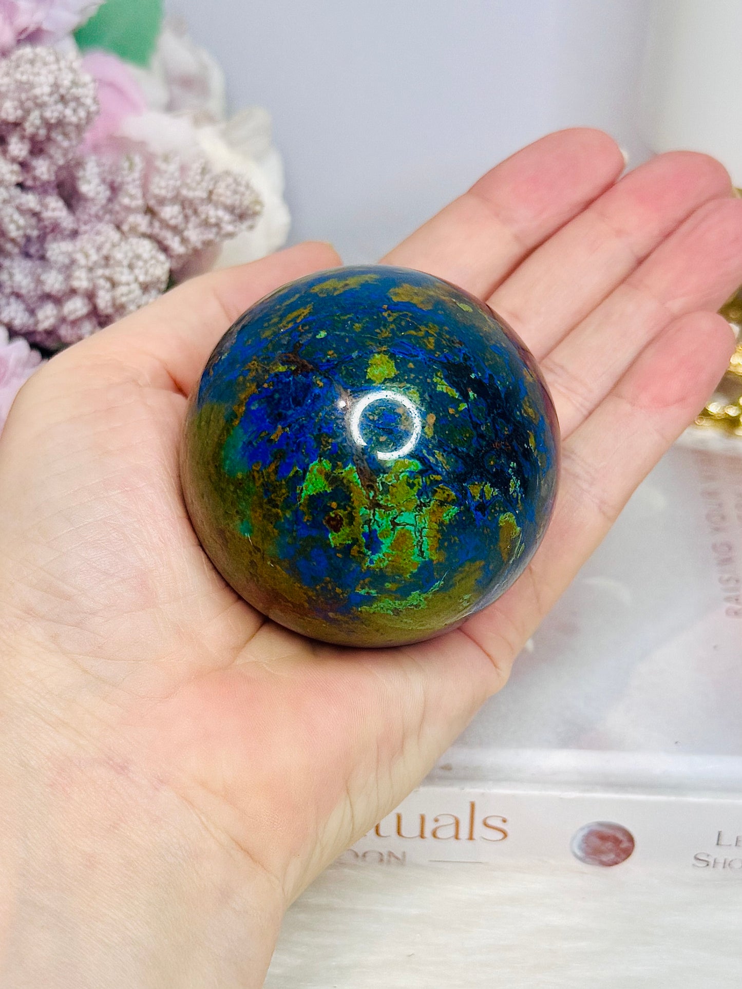 Azurite Stone Sphere on Stand 301g