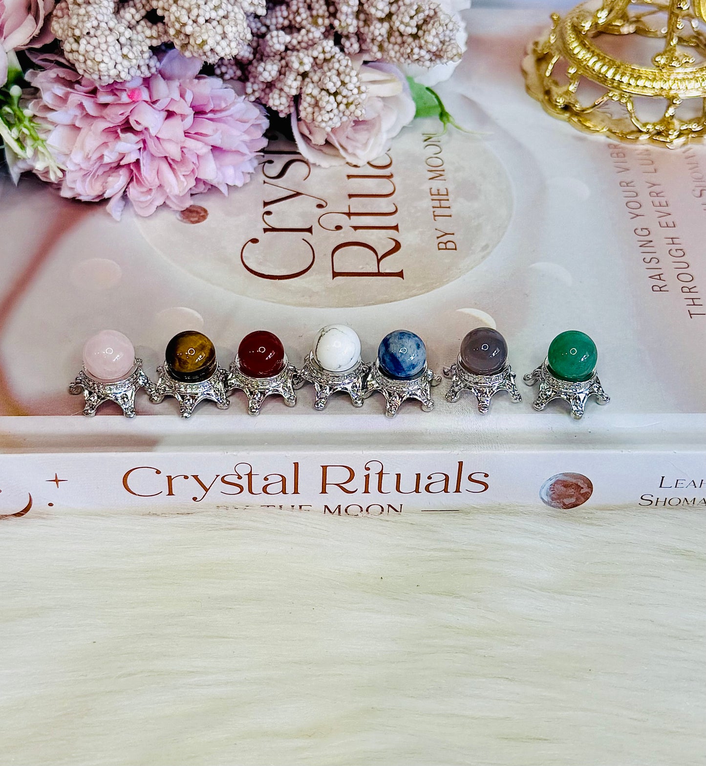 Set of 7 Mini Chakra Spheres On Stands
