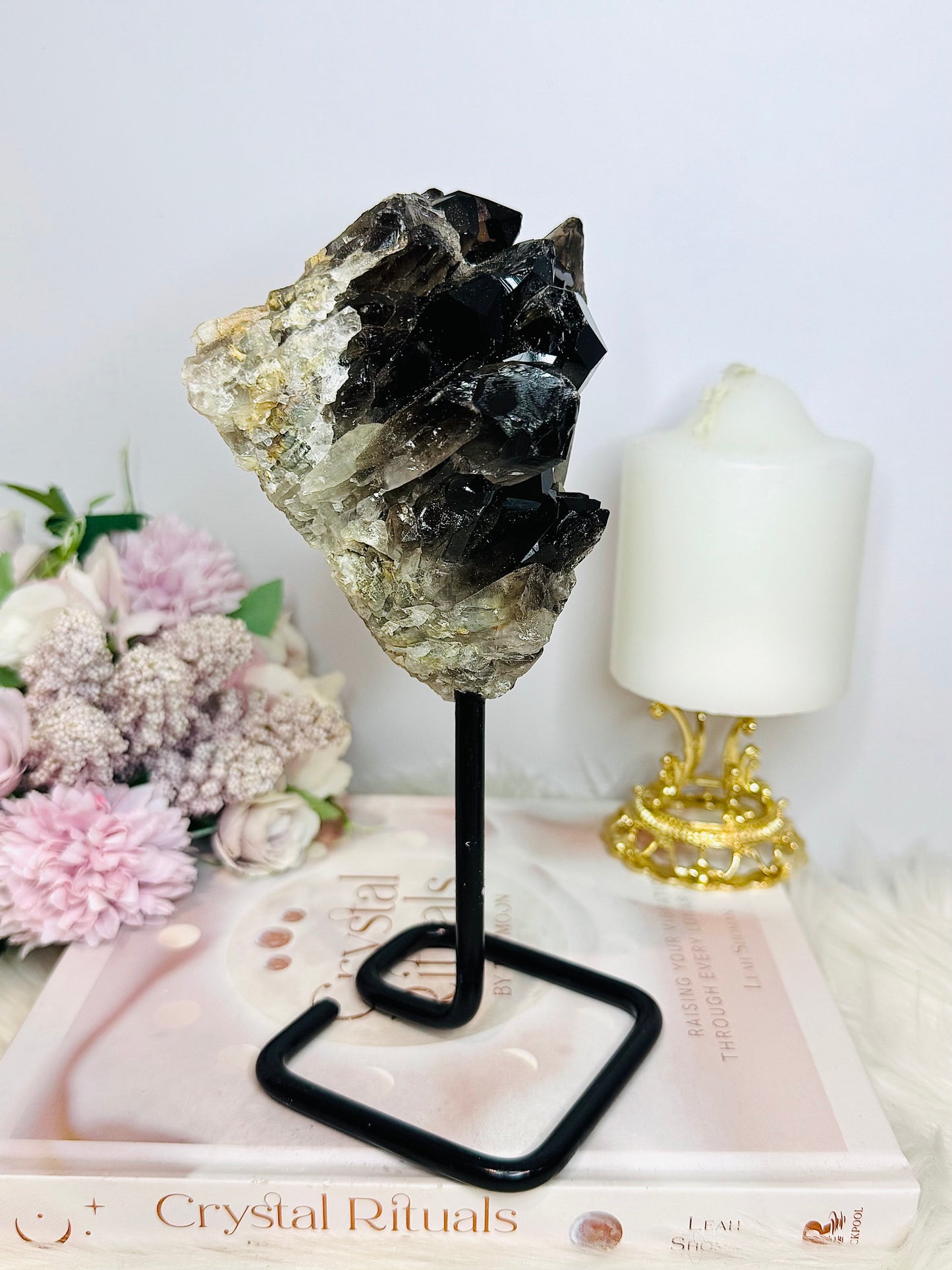 Large 20cm Smokey Quartz Cluster On Stand From Brazil 812g