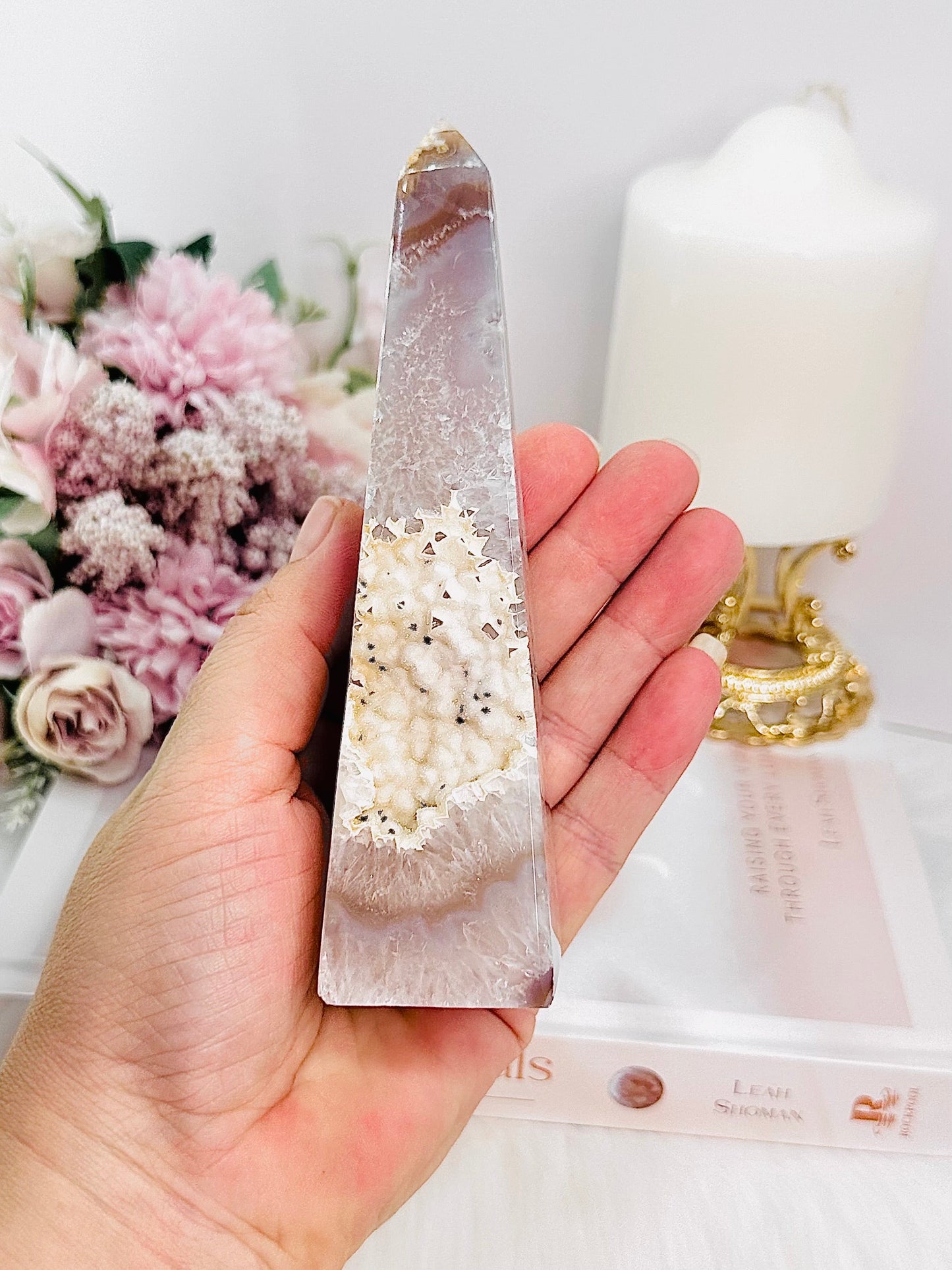 Sugar Druzy Agate Obelisk | Tower From Brazil 14cm