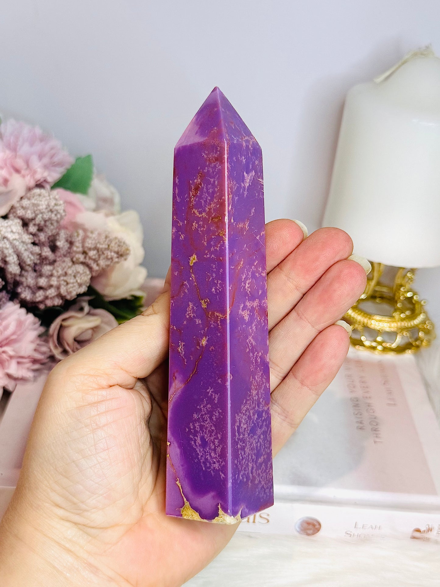 High Grade Rare Natural Phosphosiderite Carved Tower From USA 16cm