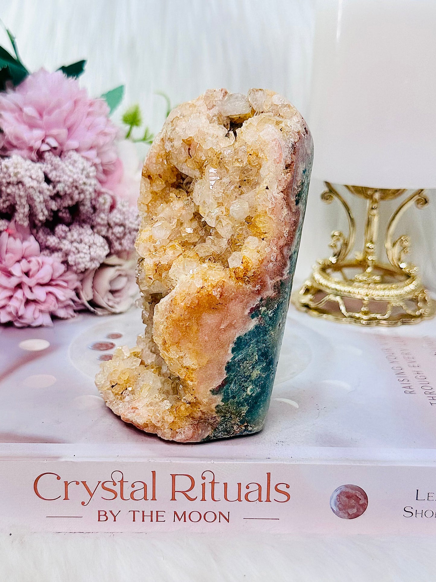 ⚜️ SALE ⚜️ Chunky 11cm Druzy Pink Amethyst Freeform Over Half A Kg From Uruguay with Green Jasper Inclusions