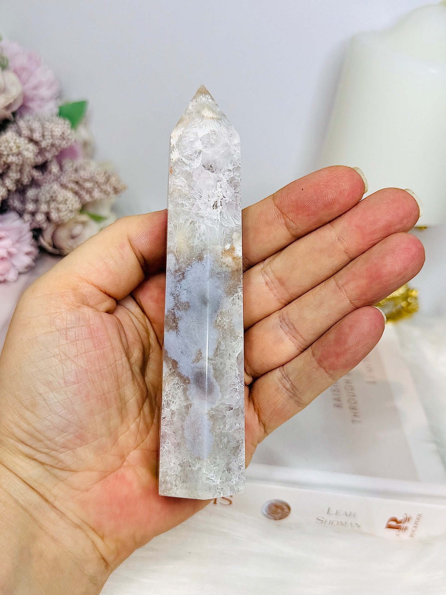 Druzy Flower Agate Tower 12.5cm