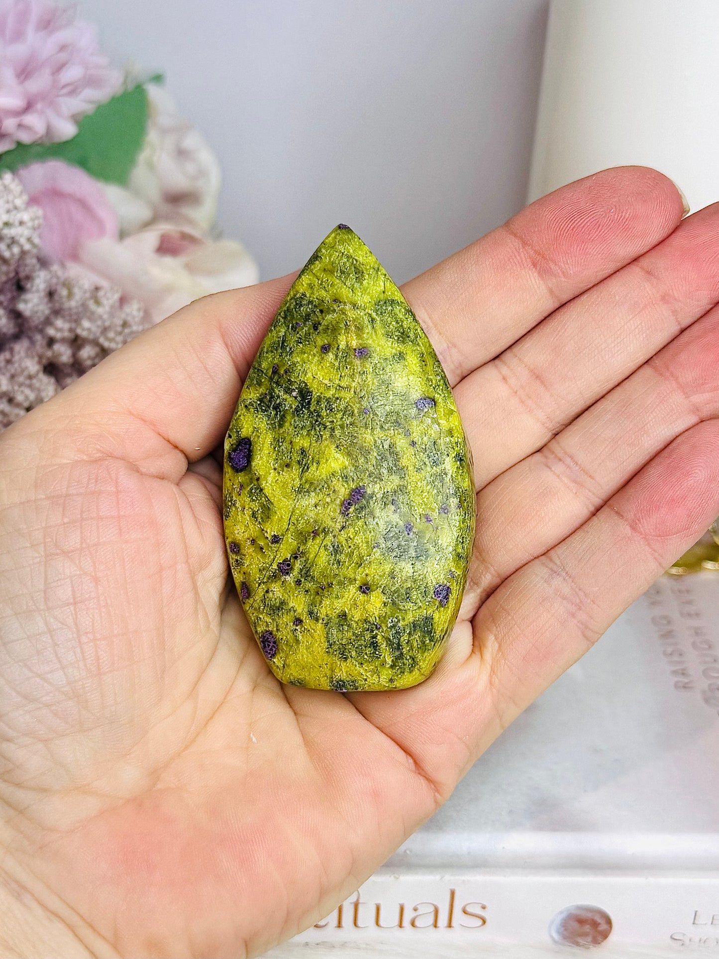 Incredible Rare Natural Stitchtite | Atlantisite Carved Freeform | Flame 8cm
