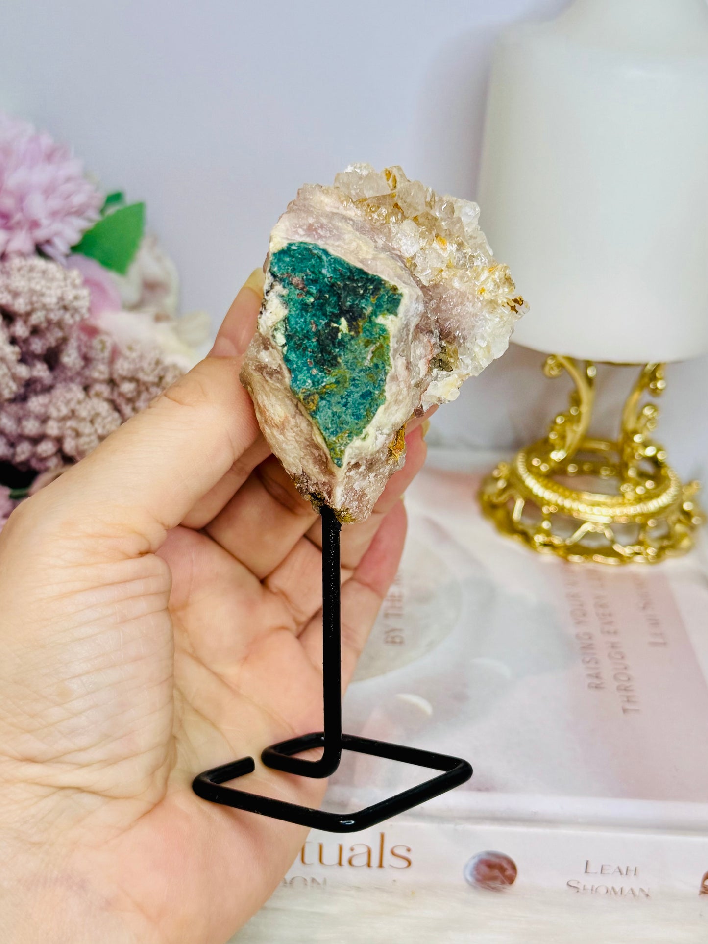 Natural Pink Amethyst Geode On Stand 12.5cm