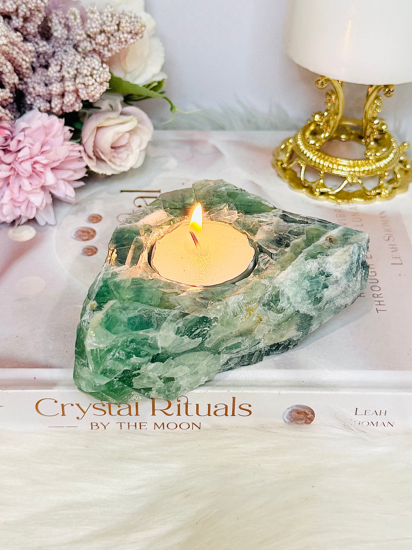 Chunky Green Fluorite Candle Holder 564g