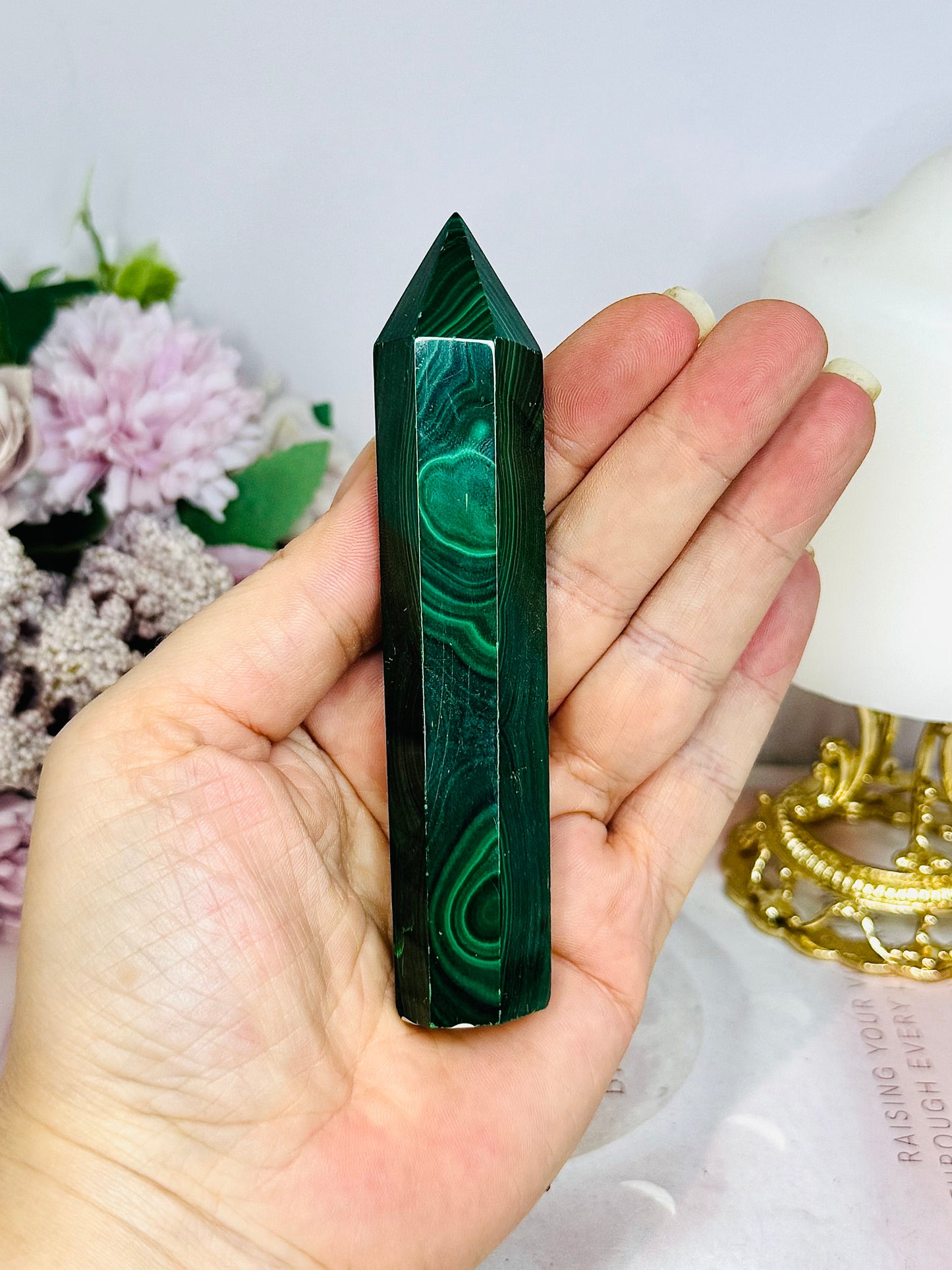AAA High Grade Natural Malachite Tower From Congo 11.5cm
