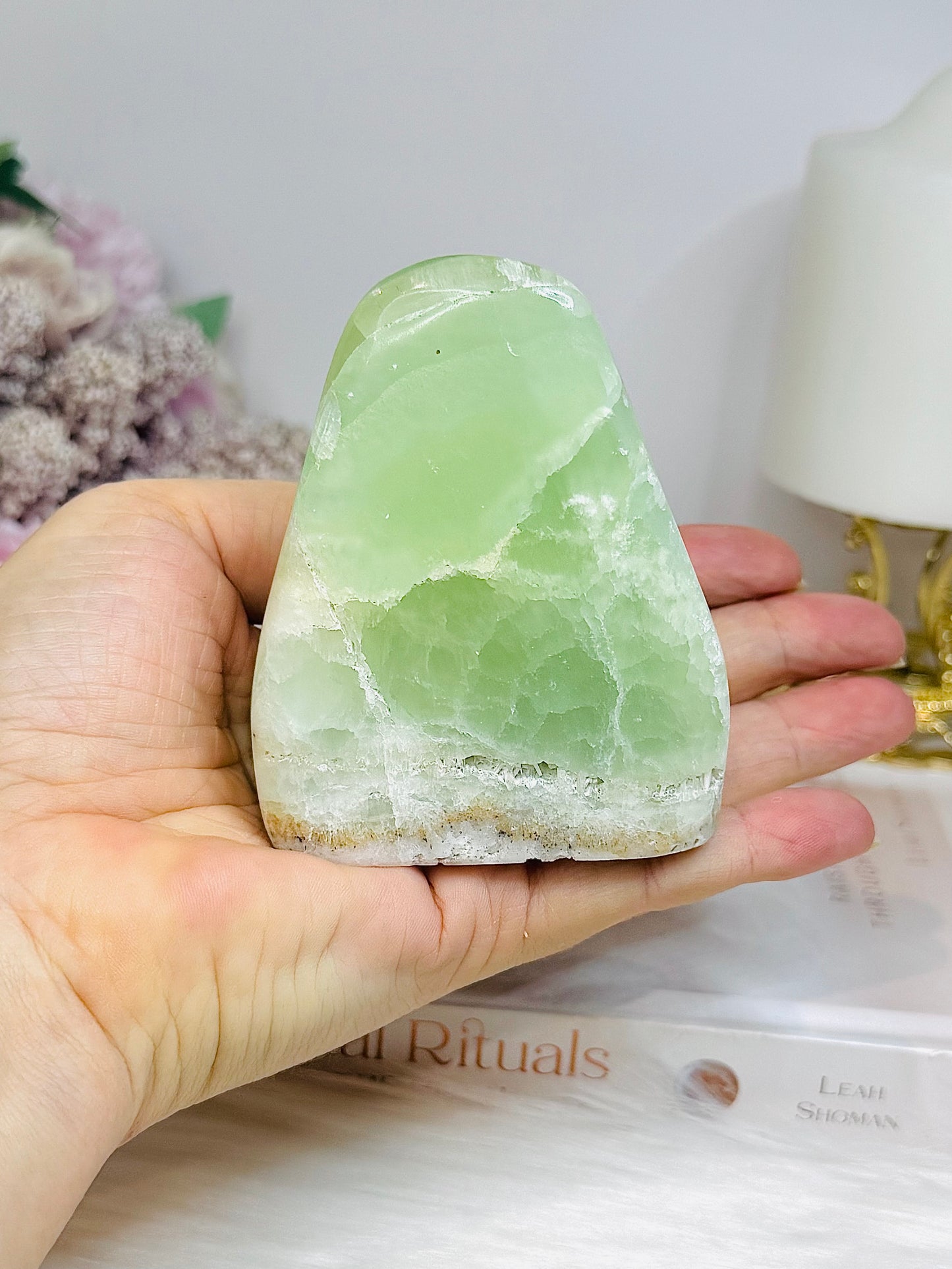 Natural Green Pistachio Calcite Freeform 8cm 308g