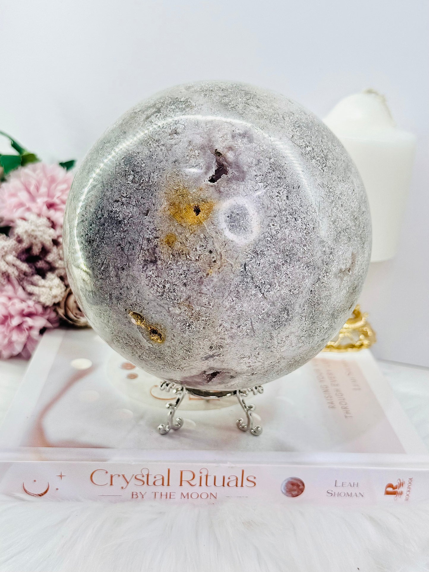 ⚜️ SALE ⚜️ The Queen!!!! Huge 14cm 3.73KG Druzy Pink Amethyst Sphere on Stand From Brazil