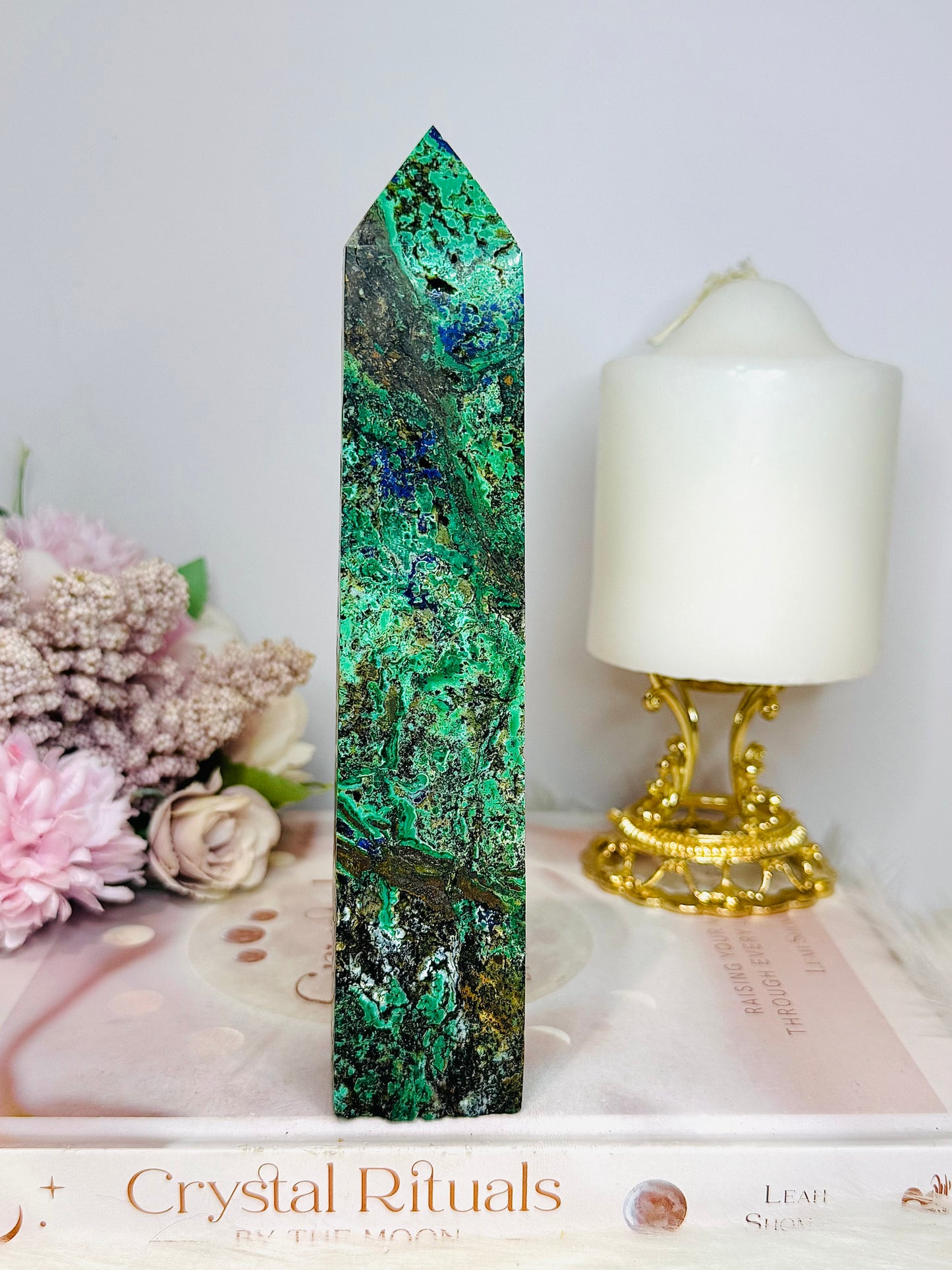 Large Azurite Malachite Stone Tower 18cm