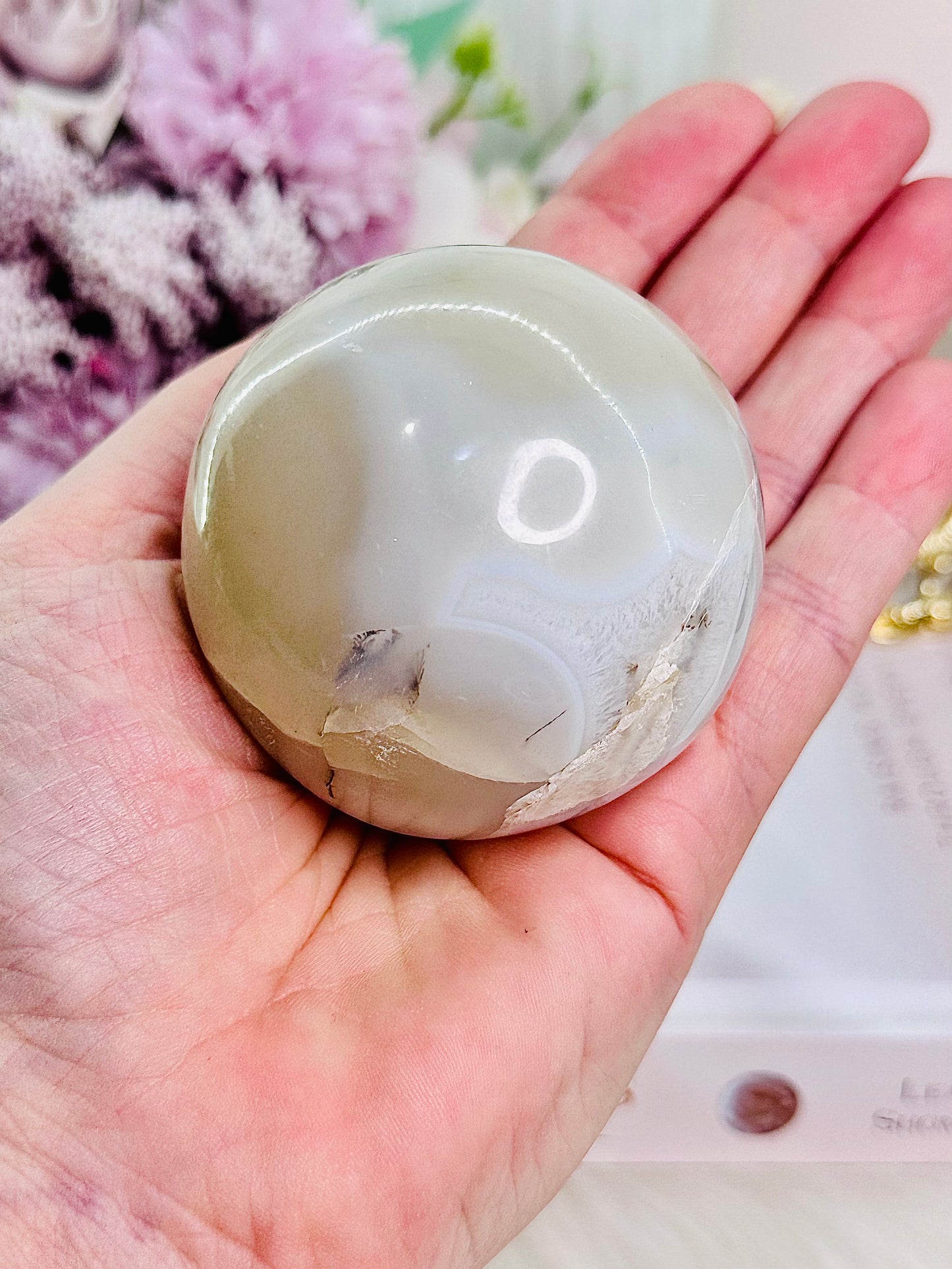 Divinely Angelic Druzy Agate Sphere On Stand (Glass stand in pic is display only)