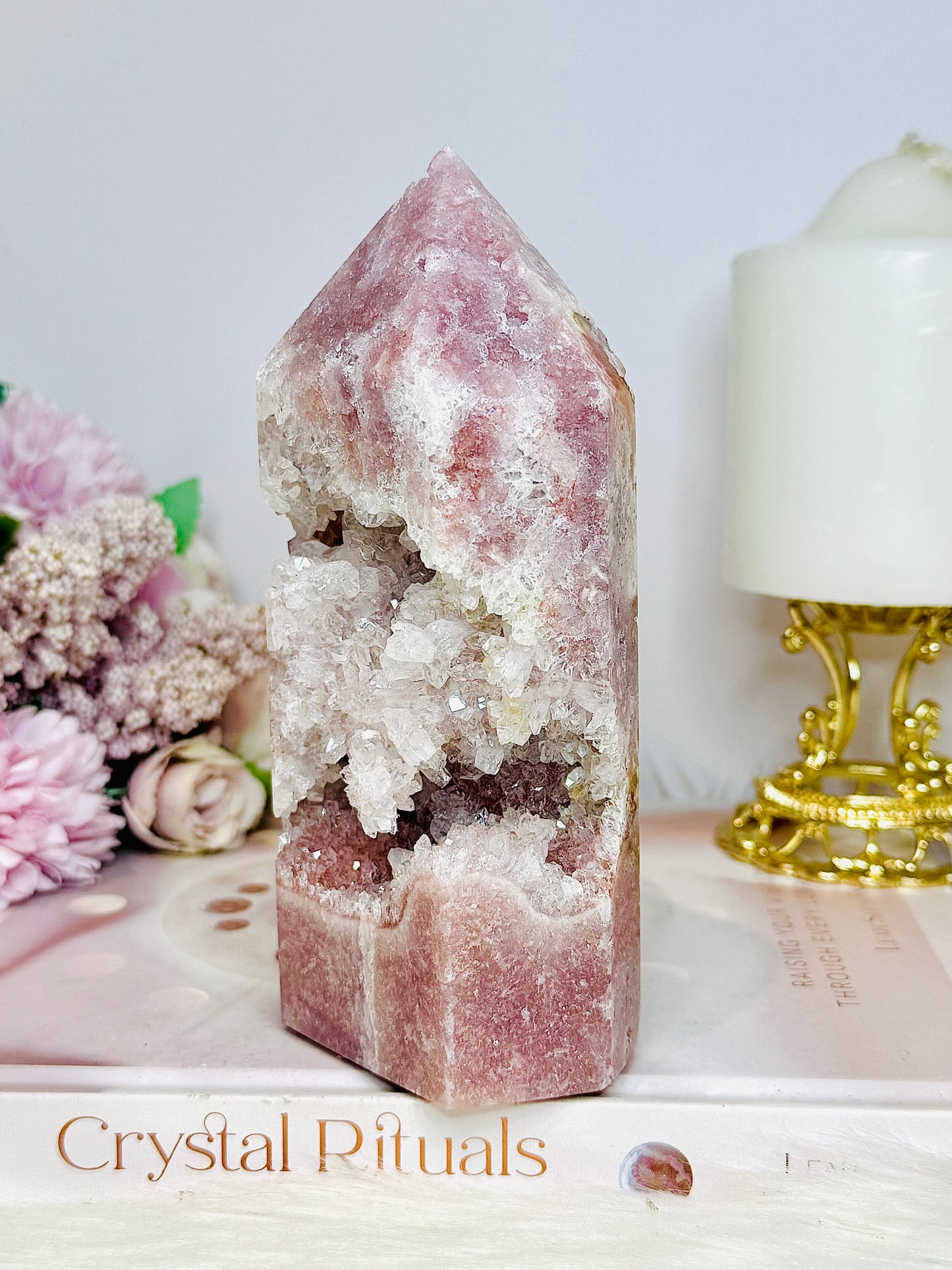 High Grade Druzy Pink Amethyst Tower 15cm 695g