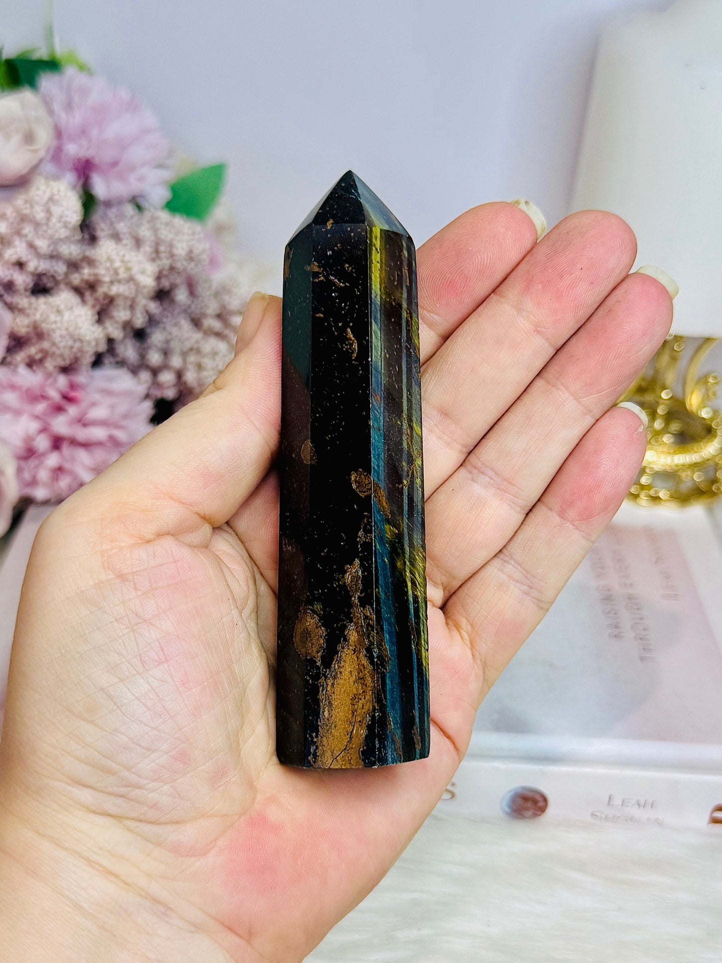 Blue Tigers Eye Tower 11cm
