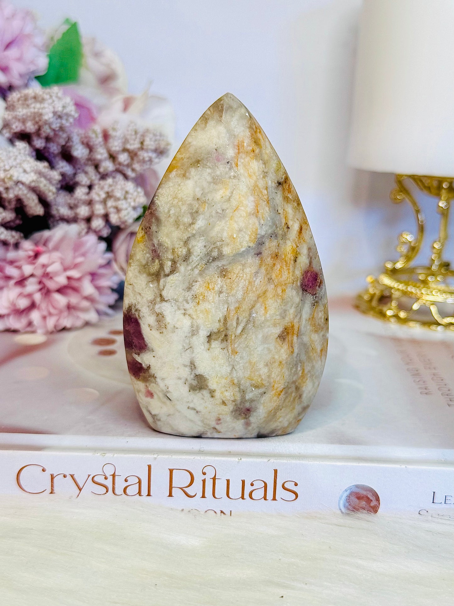 Large Pink Tourmaline Carved Flame | Freeform 261grams