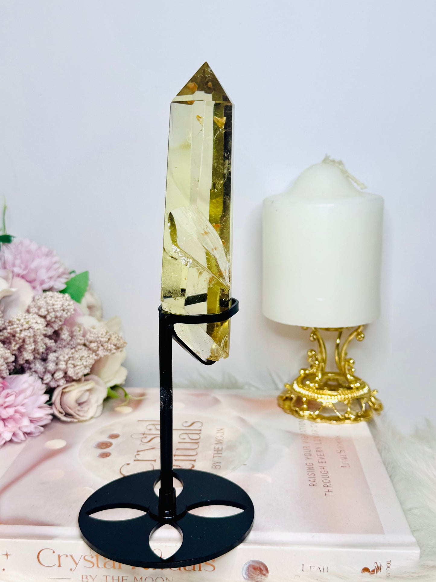 Citrine Tower 19cm Inc Stand (Cut in back of tower)