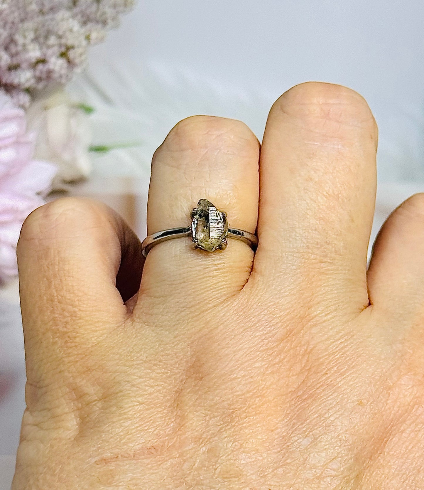 Herkimer Diamond Adjustable Ring