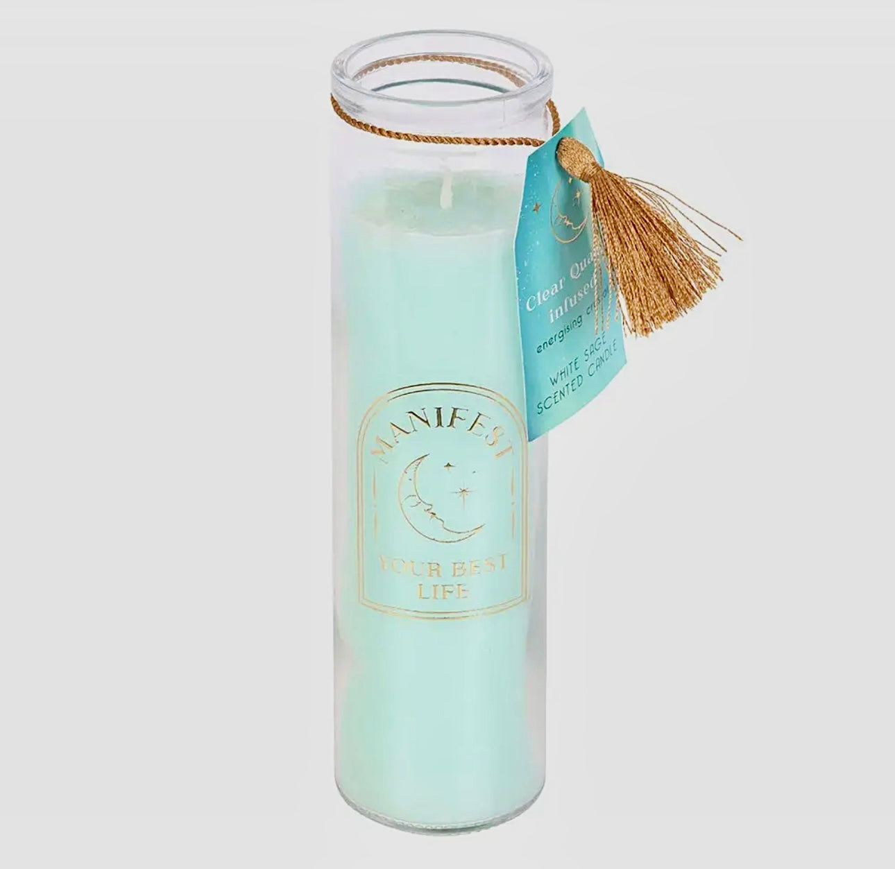 White Sage & Clear Quartz Tube Candle 21cm