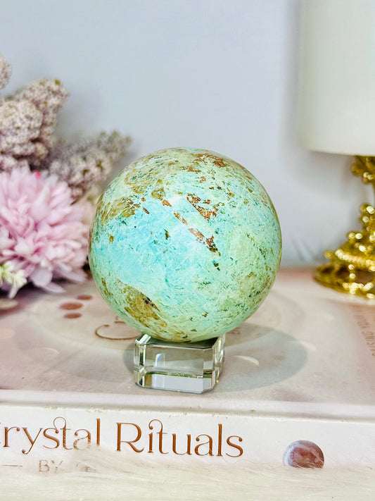 A Rare Stone ~ Genuine Inca Turquoise Sphere 302g On Stand