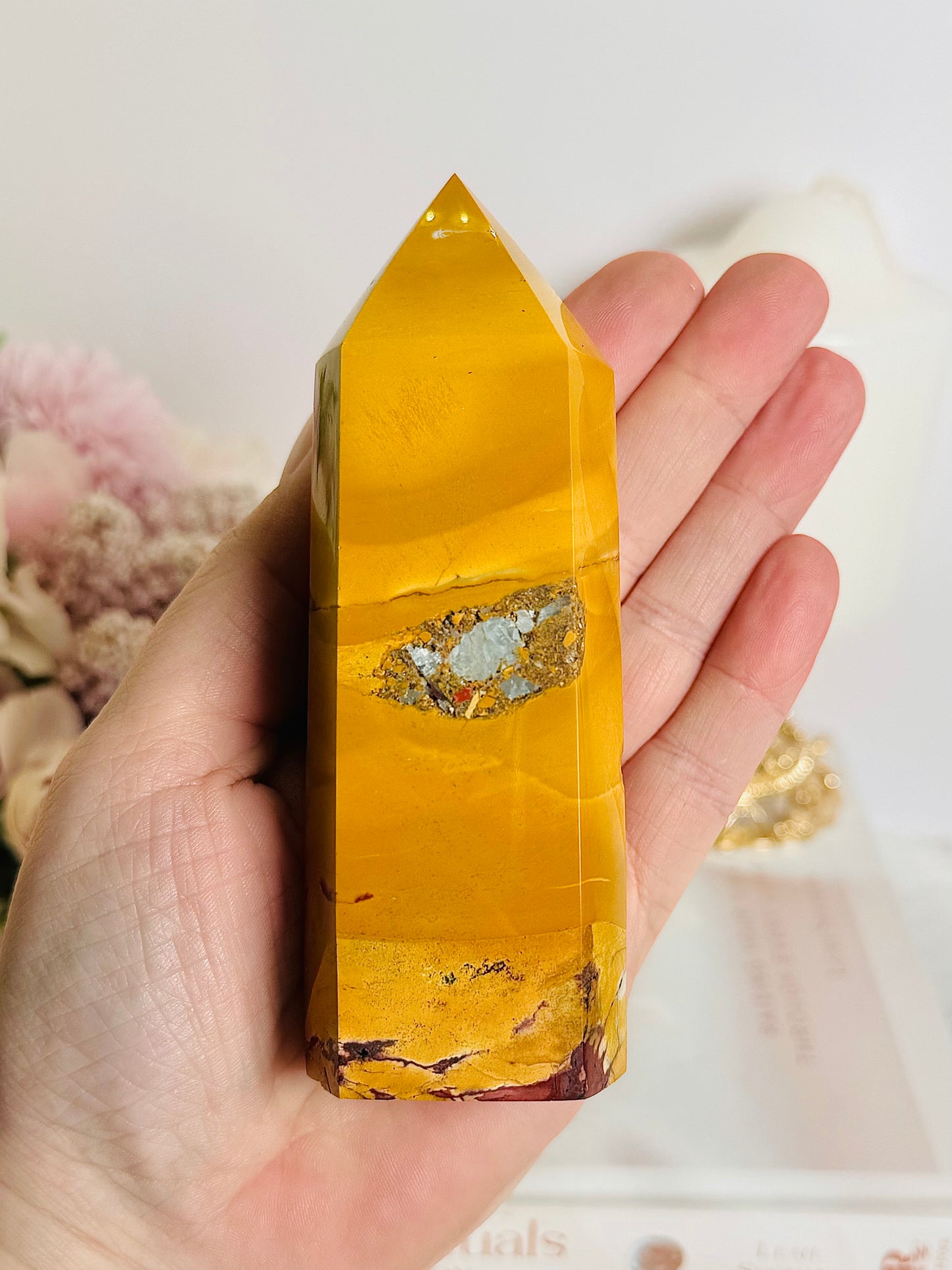 Large Chunky Mustard Mookaite Jasper Tower 12cm