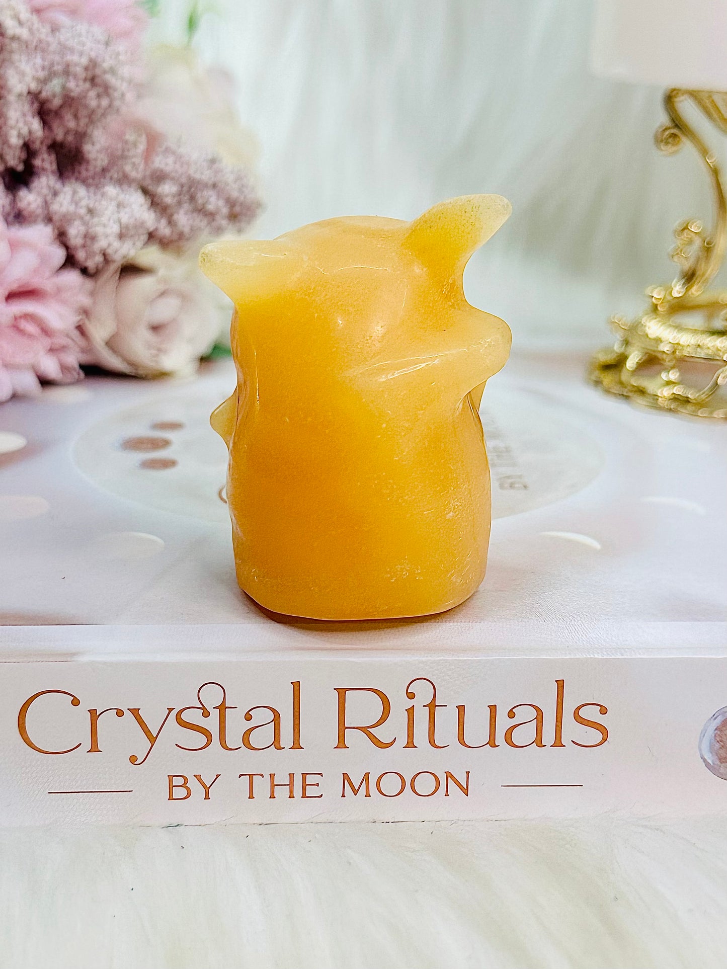 Cute Orange Calcite Pikachu Carving