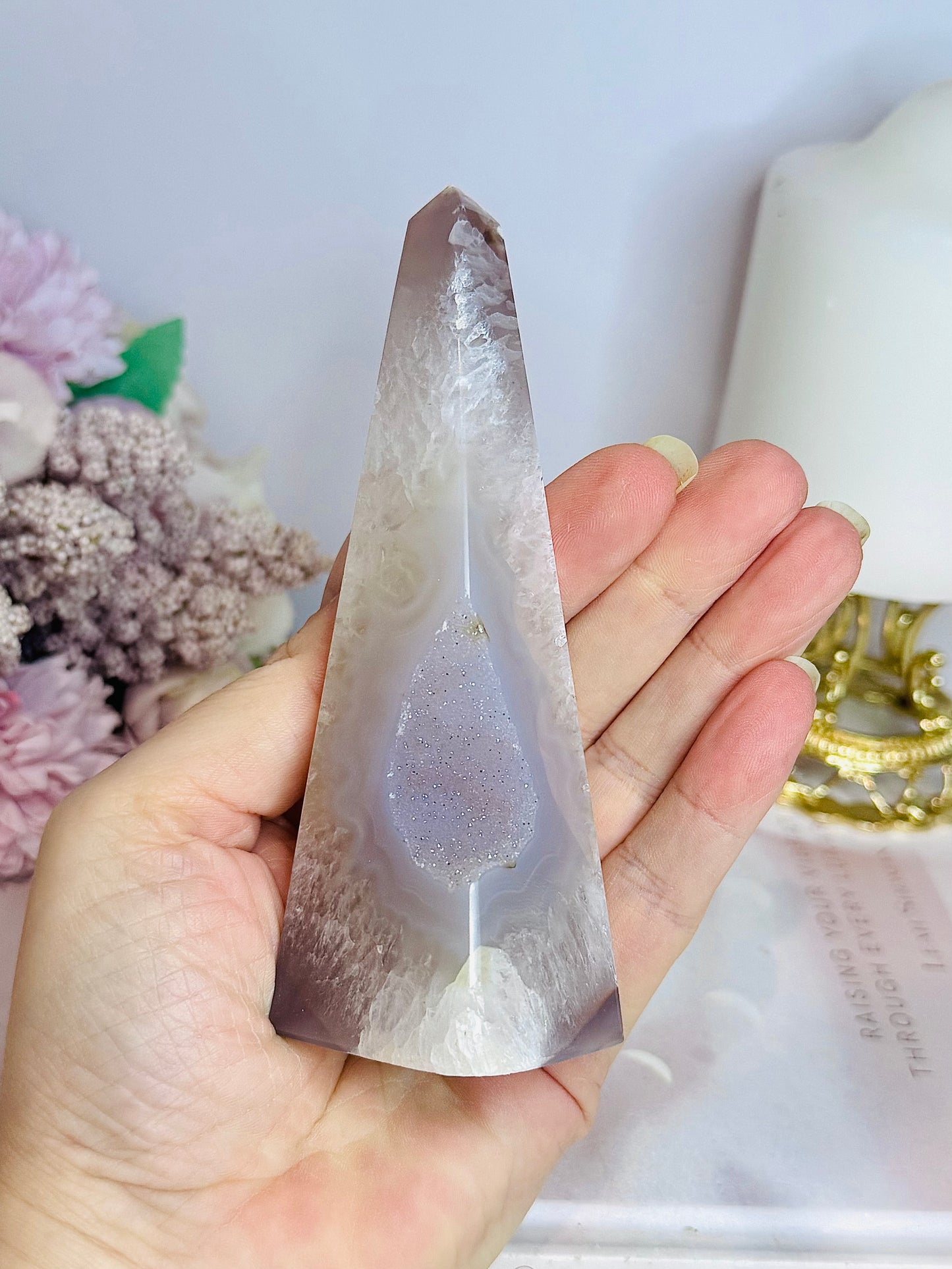 Sugar Druzy Agate Obelisk | Tower 12.5cm