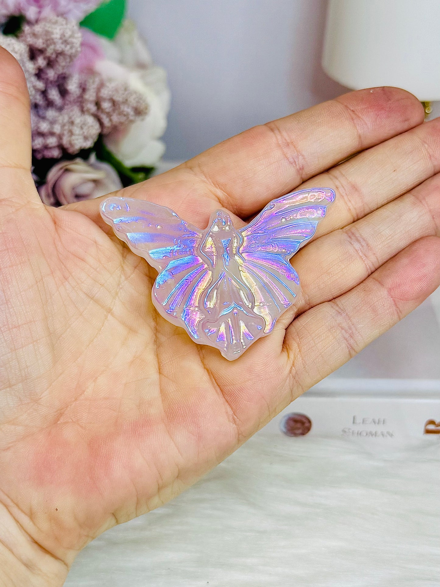 Angel Aura Quartz Fairy on Stand