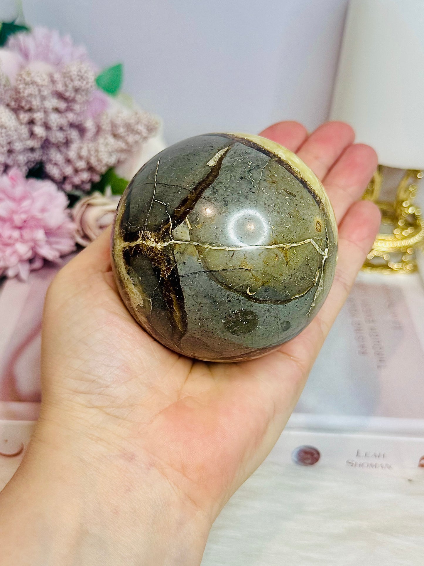 Large Septarian Sphere on Stand 530g