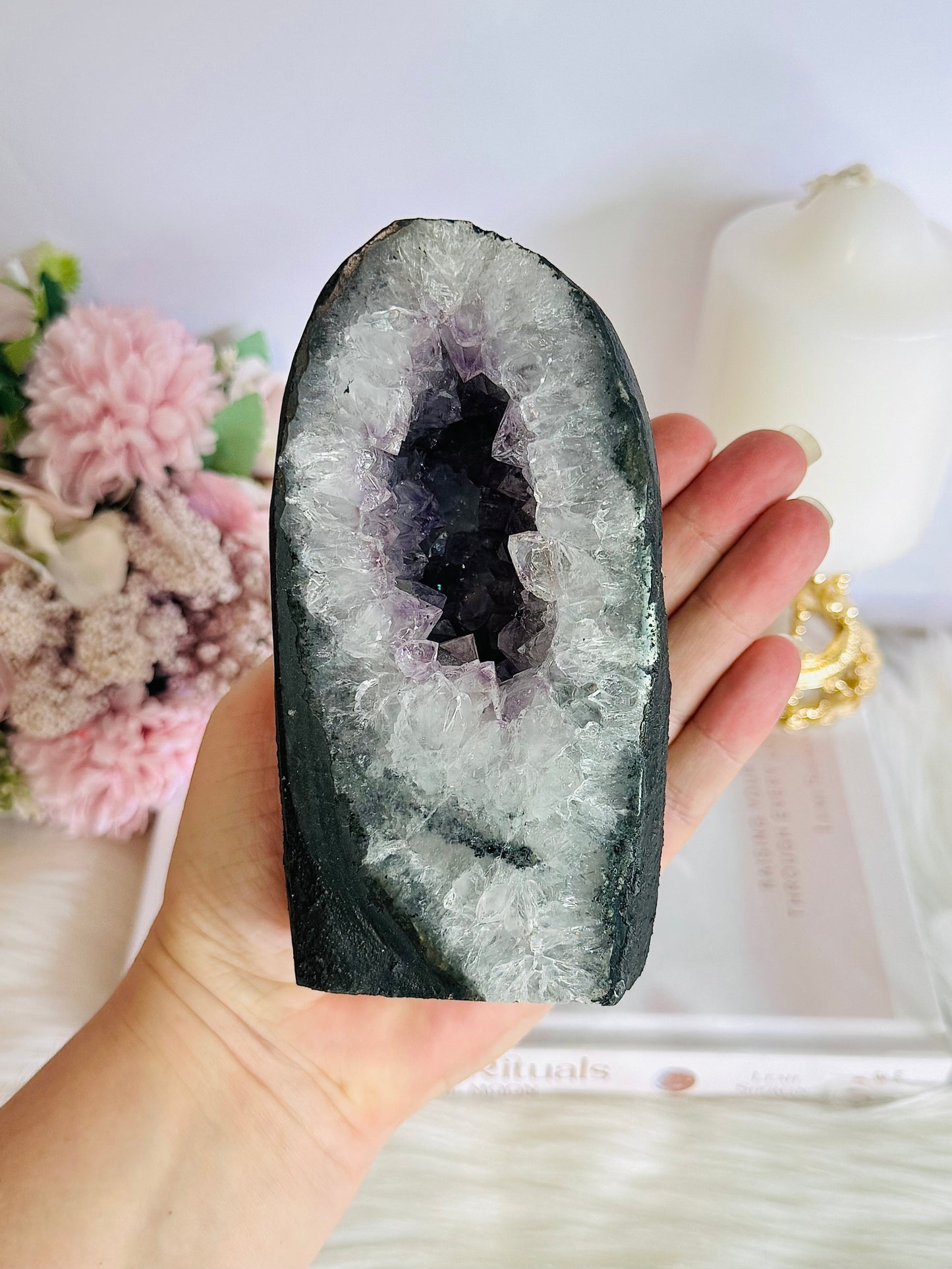 Divine Large Amethyst Cathedral | Geode From Brazil 806grams 13cm