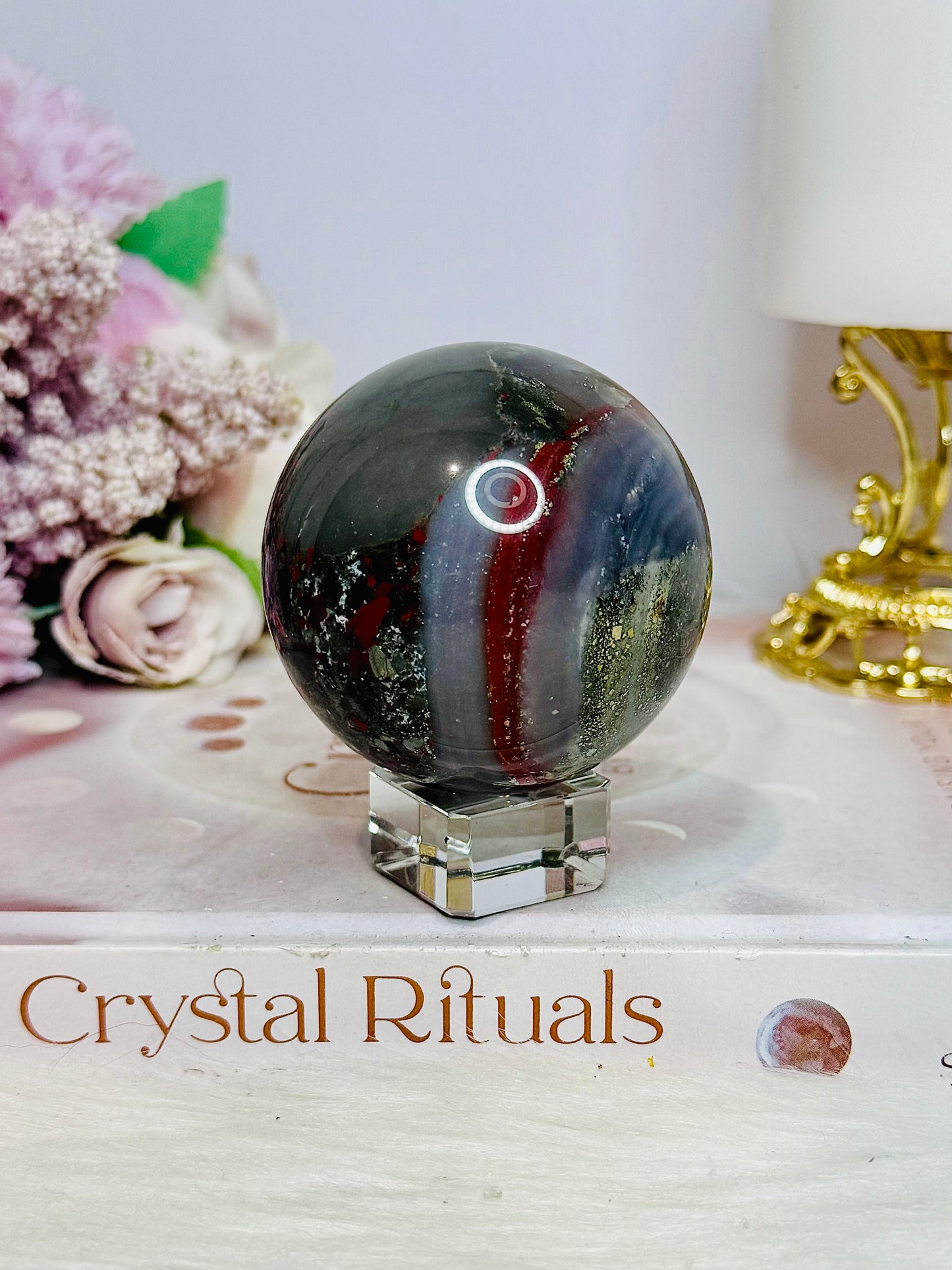 Bloodstone Sphere on Stand 255g