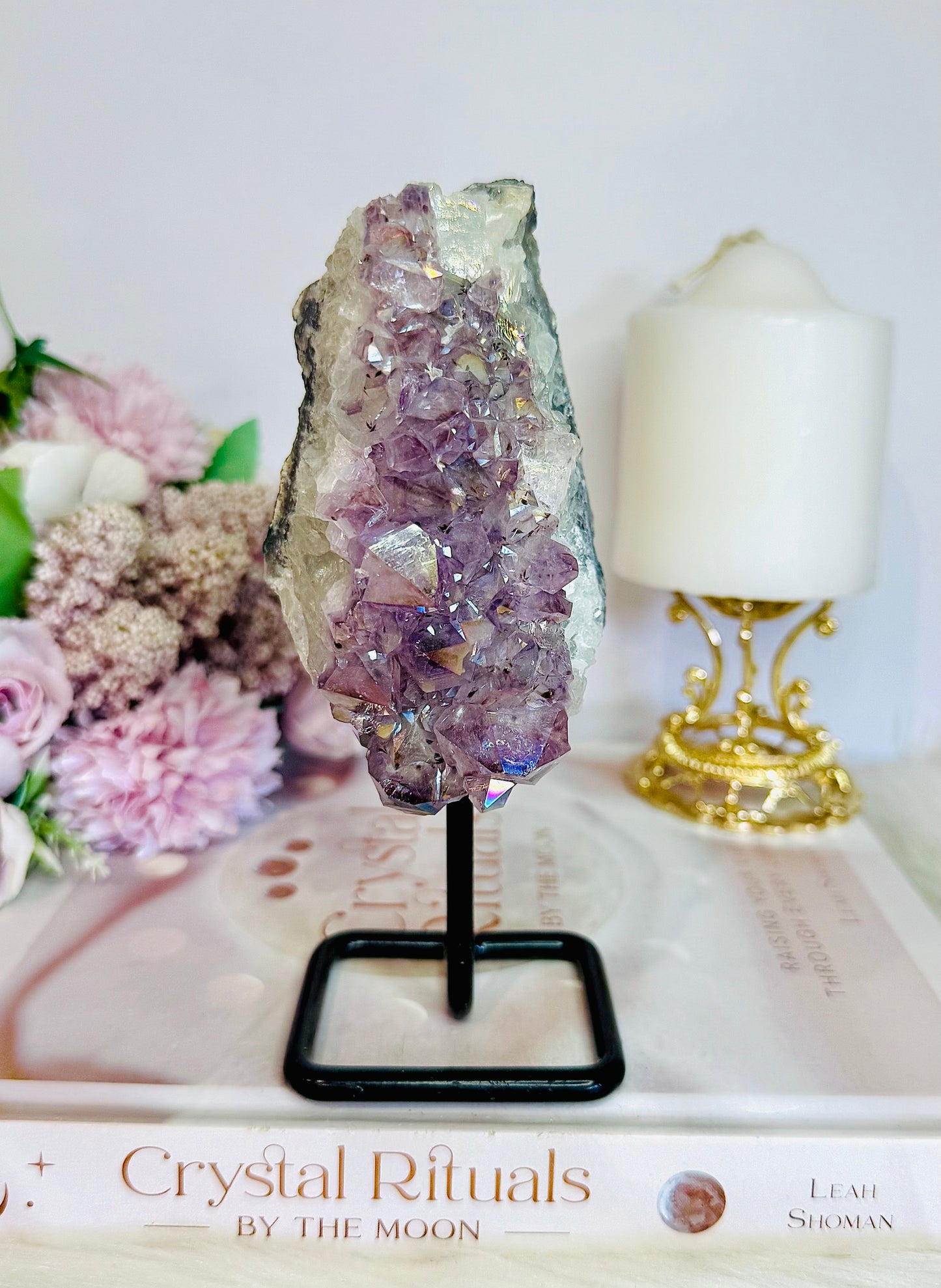Large Chunky Angel Aura Amethyst Cluster on Stand 16cm