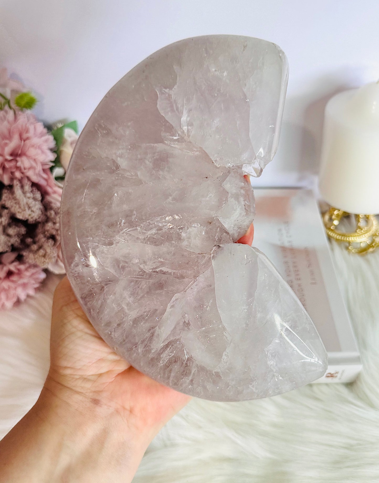 ⚜️ SALE WITH $100 DISCOUNT ⚜️ Huge 1.96KG Amethyst Carved Druzy Moon On Custom Stand From Brazil ~ 25cm (inc stand)