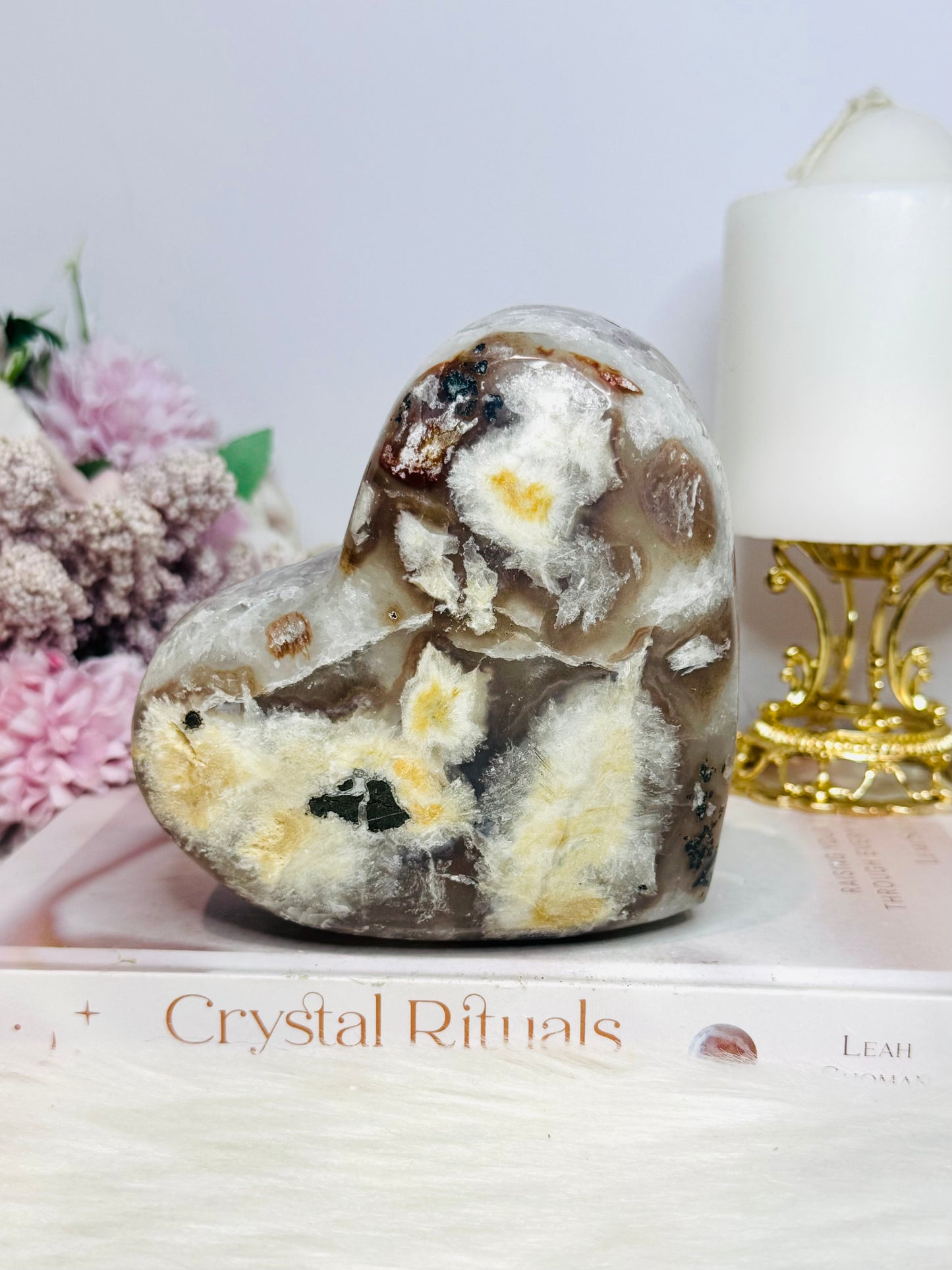 Large Natural Amethyst Carved Chunky Heart 944g with Goethite Inclusions