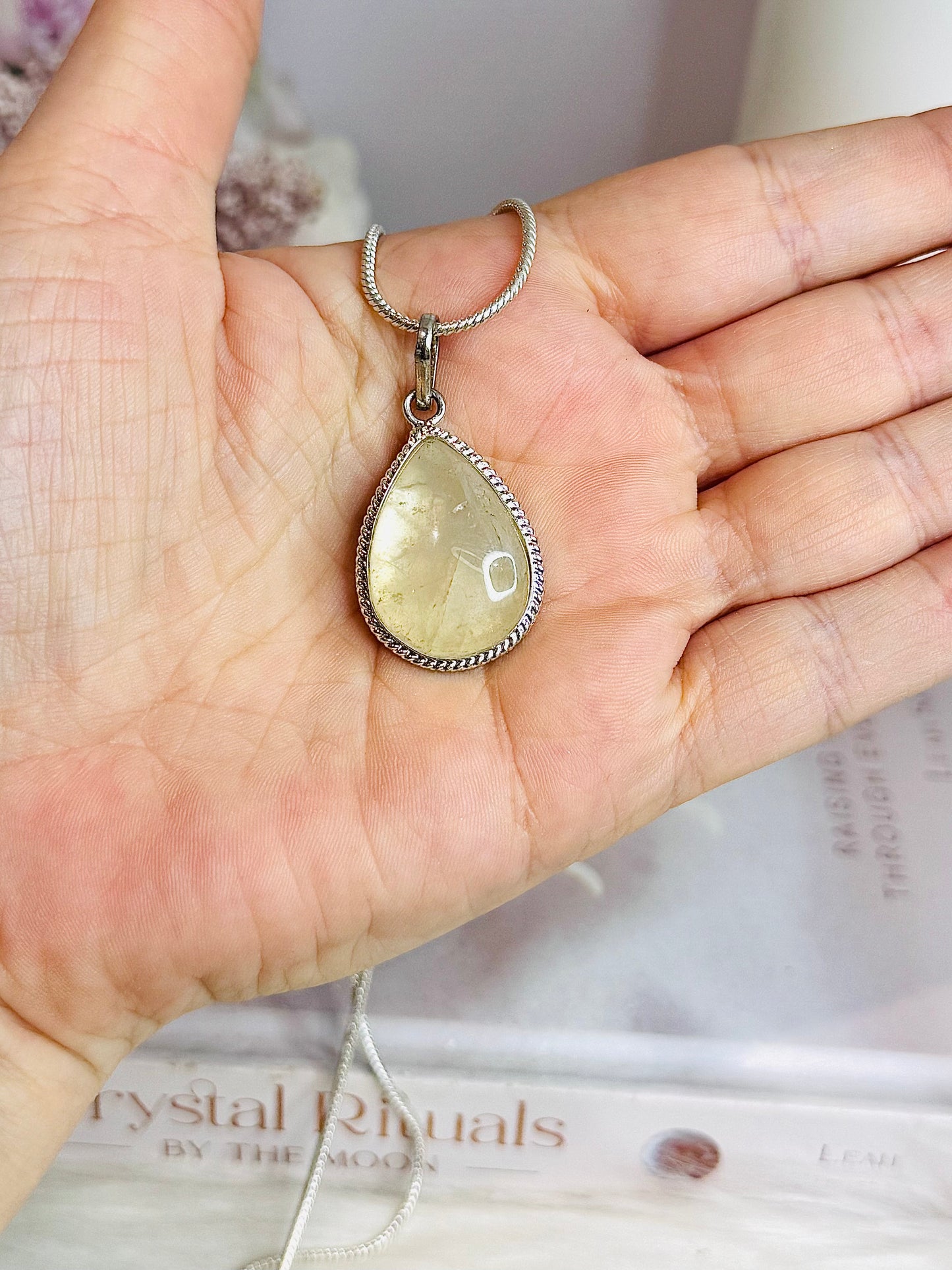 Quartz Pendant On Silver Plated Chain / Necklace in Gift Bag