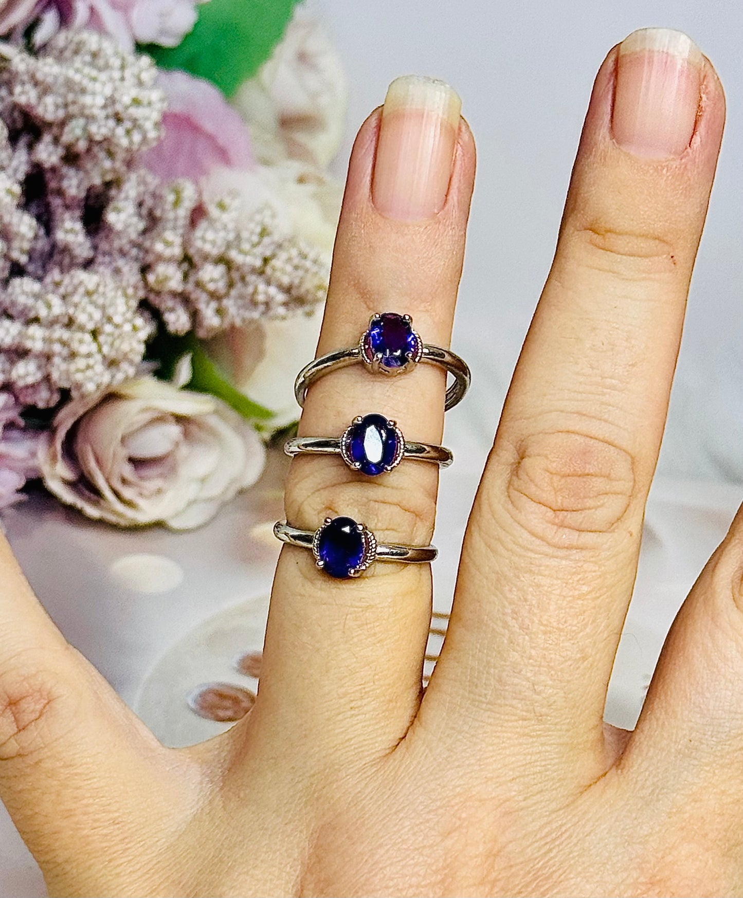 Amethyst Adjustable Silver Ring in Gift Bag $15 each