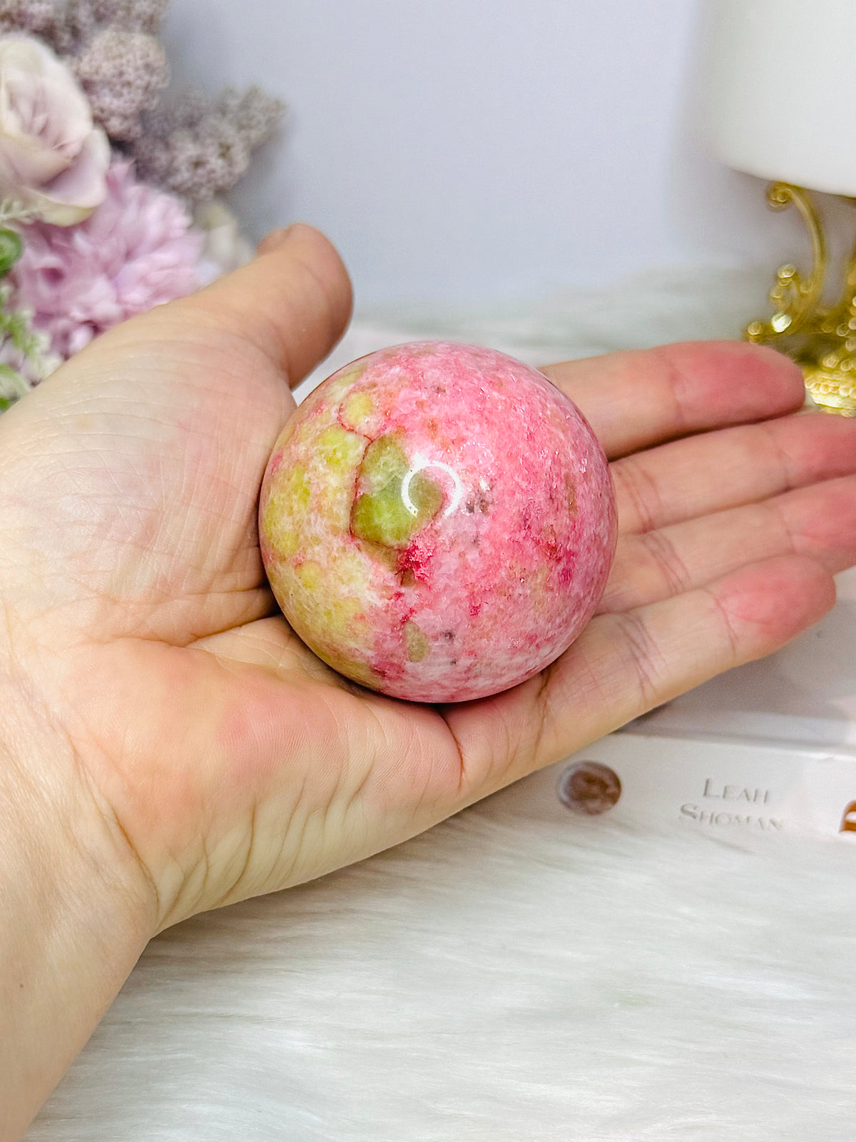 Thulite in Epidote Sphere on Stand 201g
