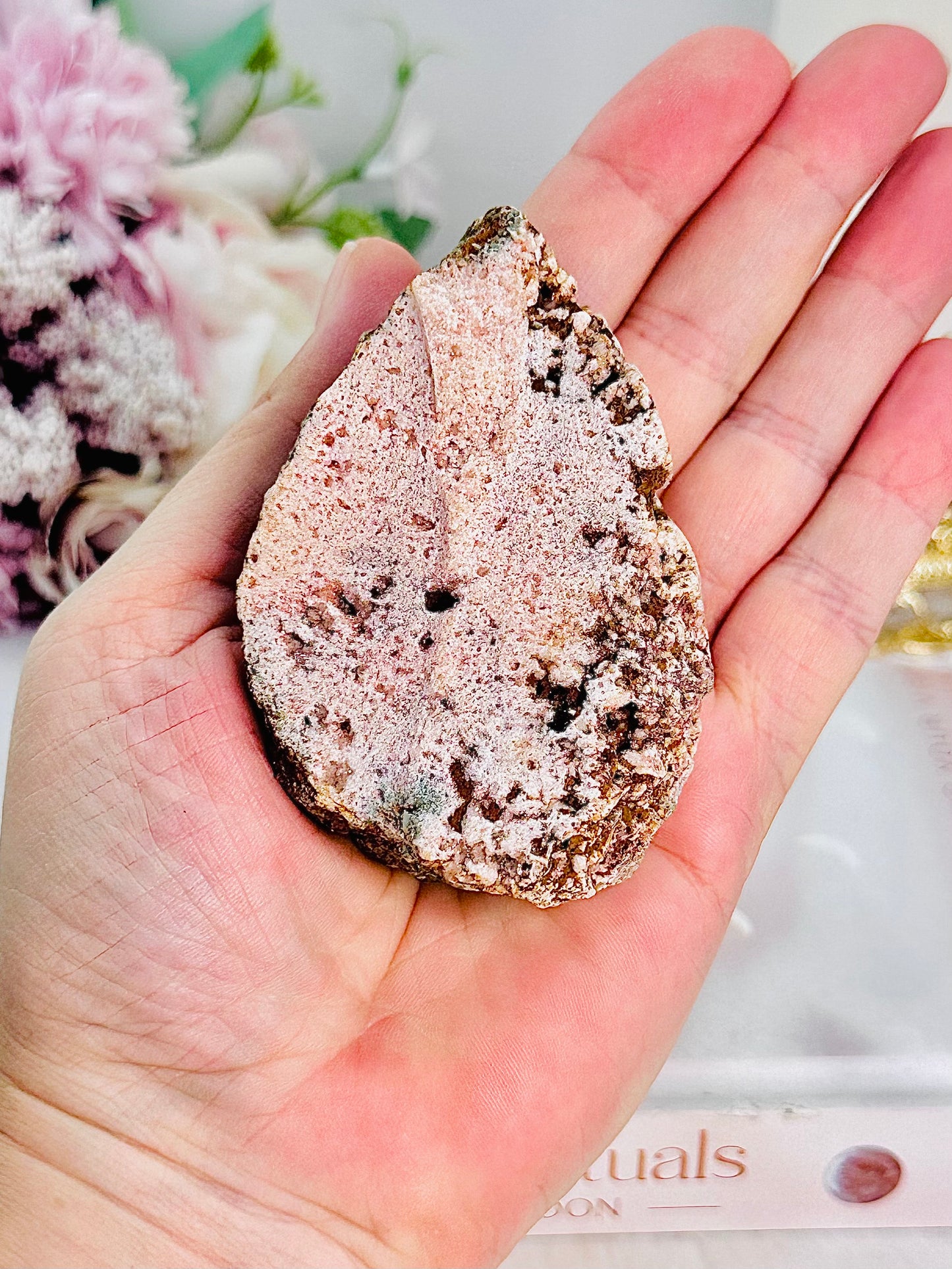 Natural Stunning Pink Amethyst Druzy Teardrop Freeform 9.5cm