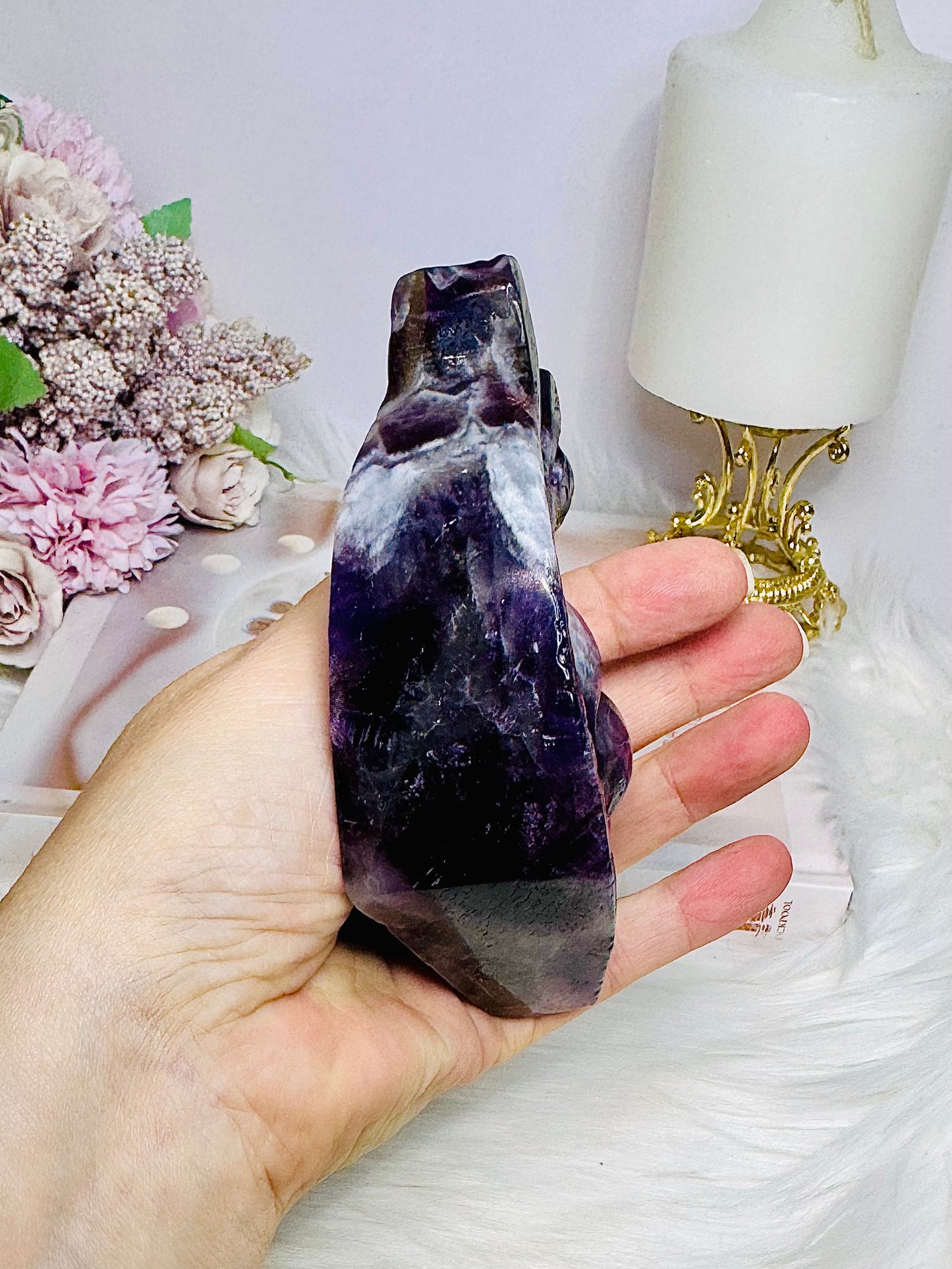 Chunky Large Chevron Amethyst Snail 11.5cm 321g