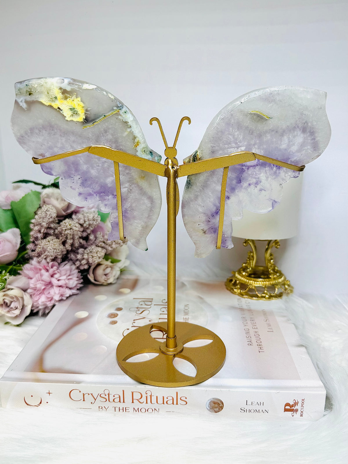 Amethyst In Quartz Wings on Stand 19.5cm