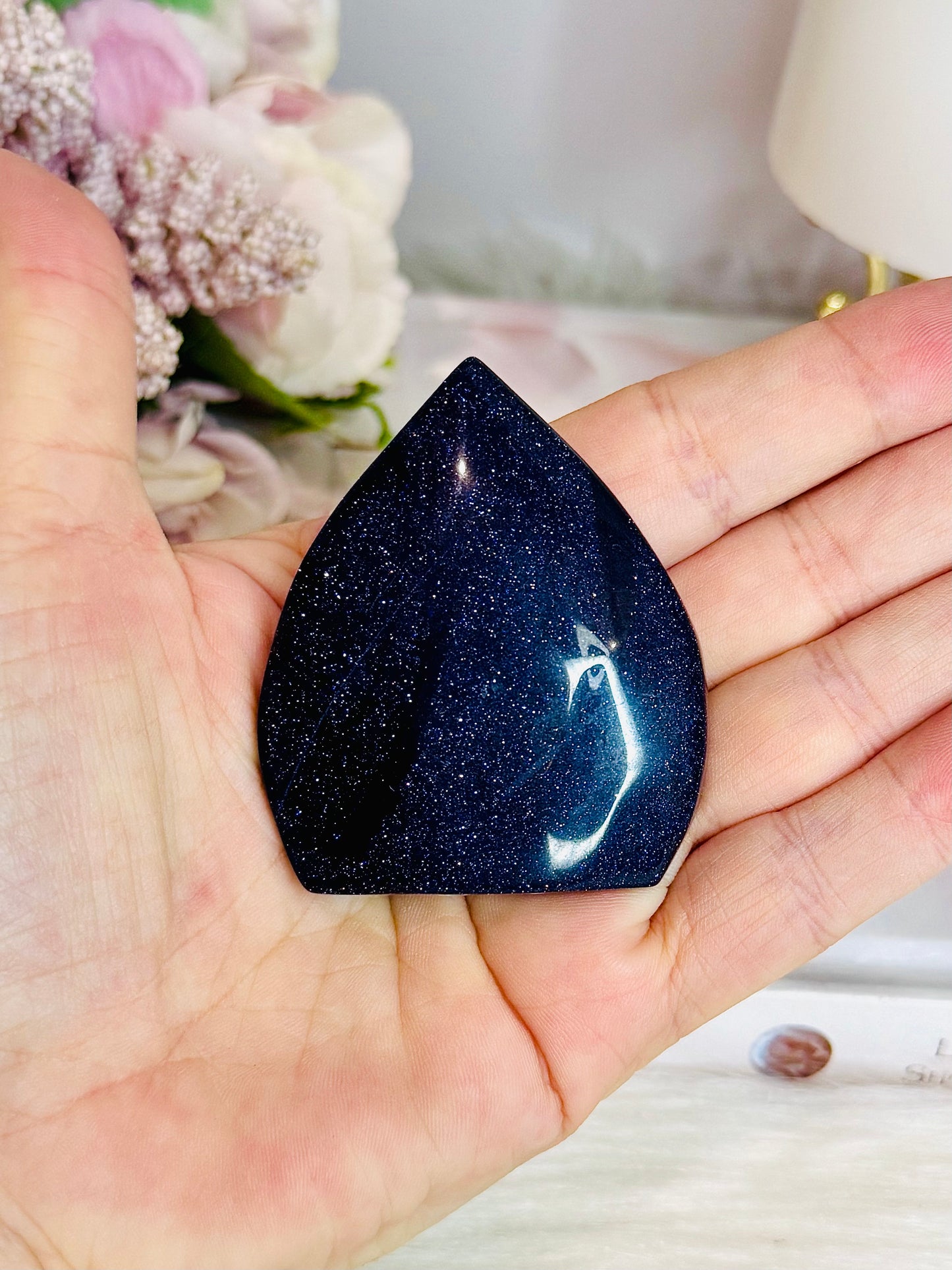 Blue Sandstone Sparkling Synthetic Freeform 6cm