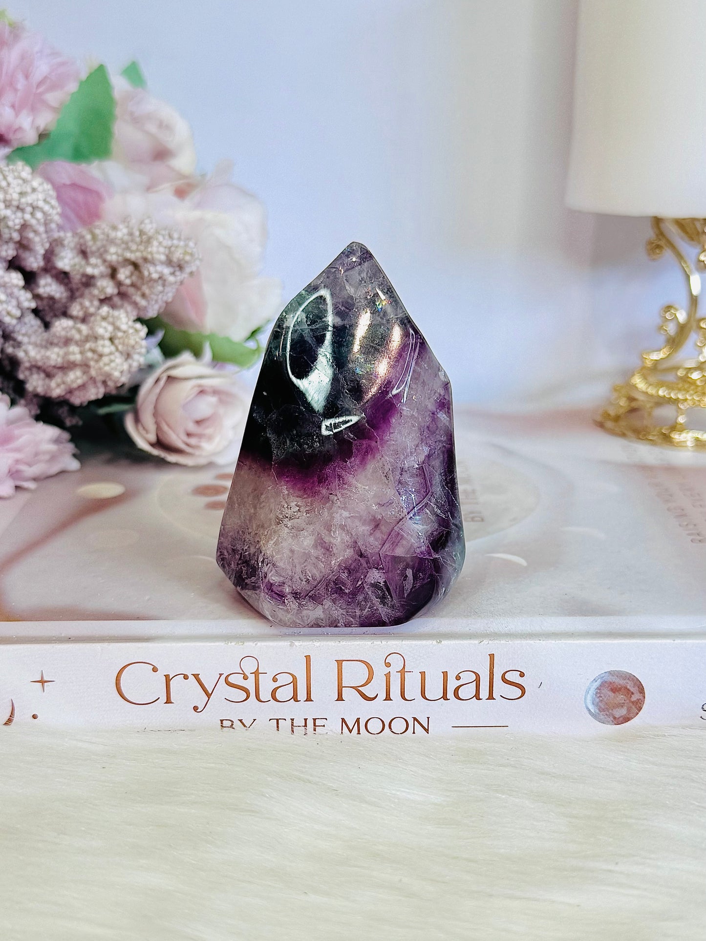 High Grade Rainbow Fluorite Flame with Rainbows 232grams