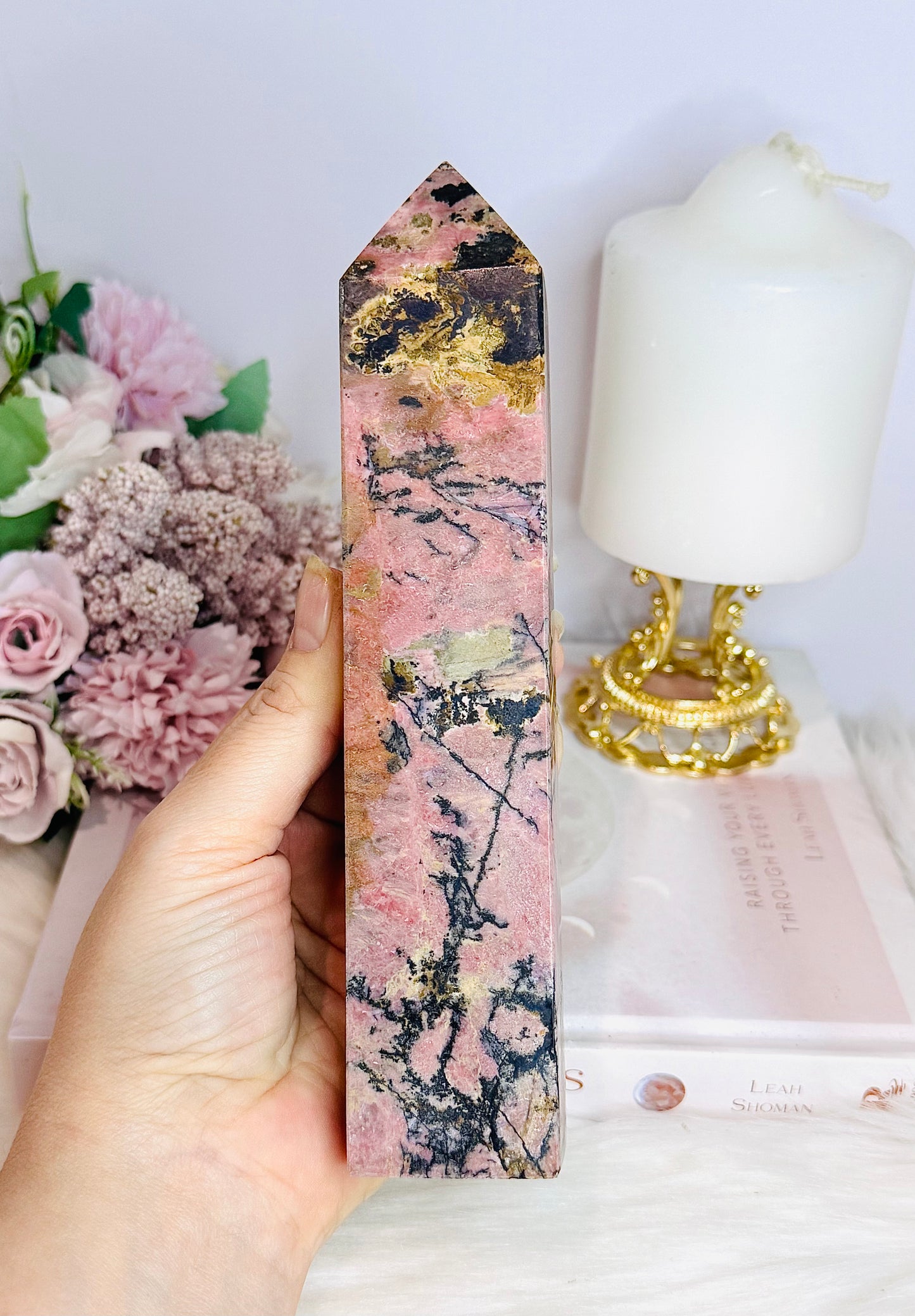 Large Rhodonite Tower 19cm 600g