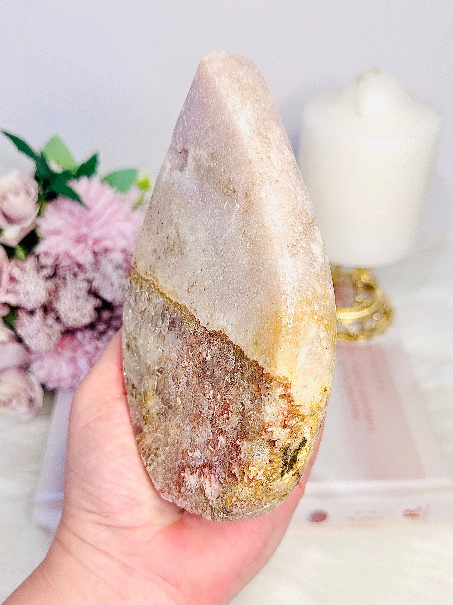Large Pink Amethyst Druzy Carved Flame | Freeform From Brazil 564grams 15cm